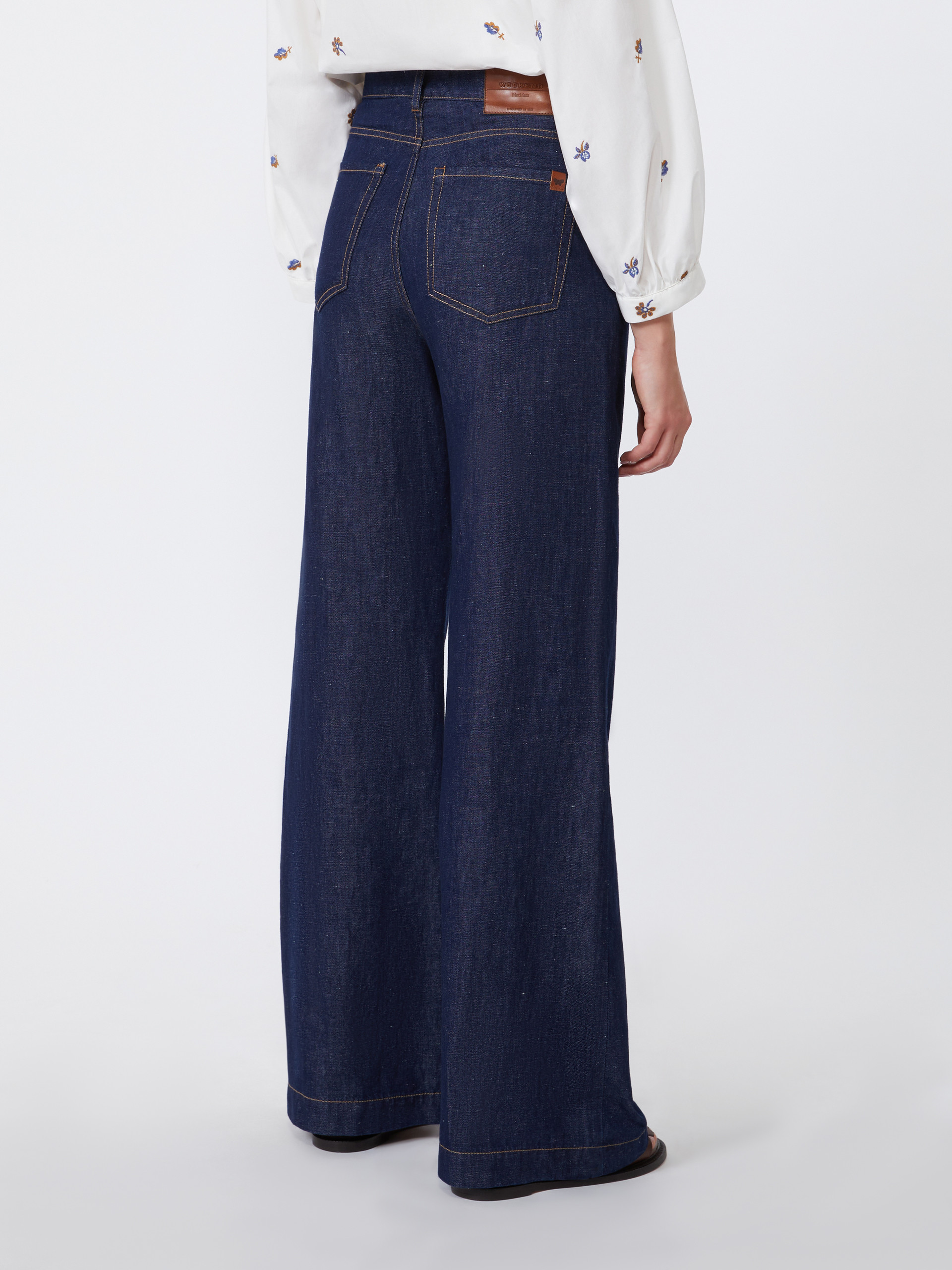 Linen and cotton denim jeans - NAVY - Weekend Max Mara - 3