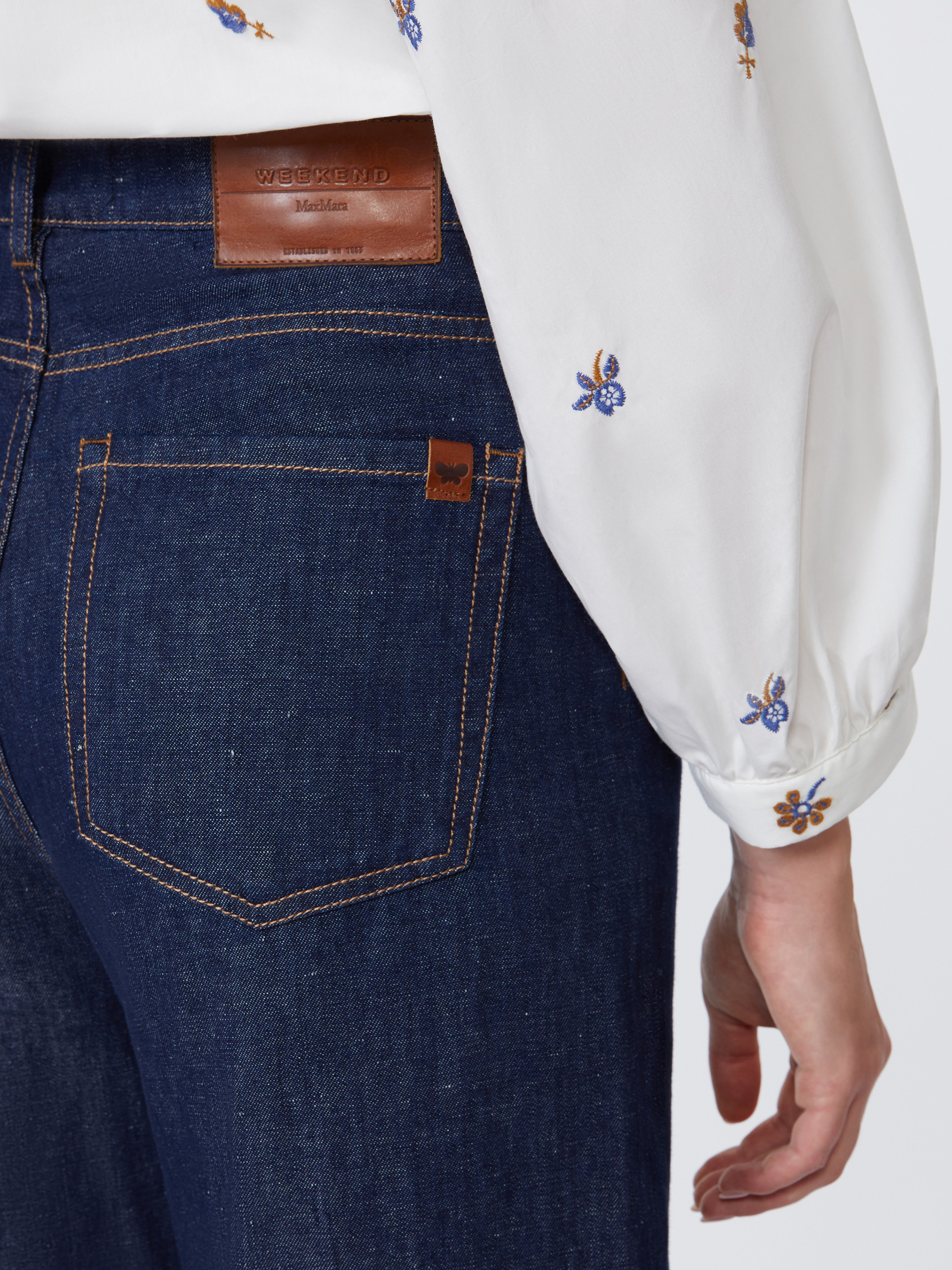 Linen and cotton denim jeans - NAVY - Weekend Max Mara - 4