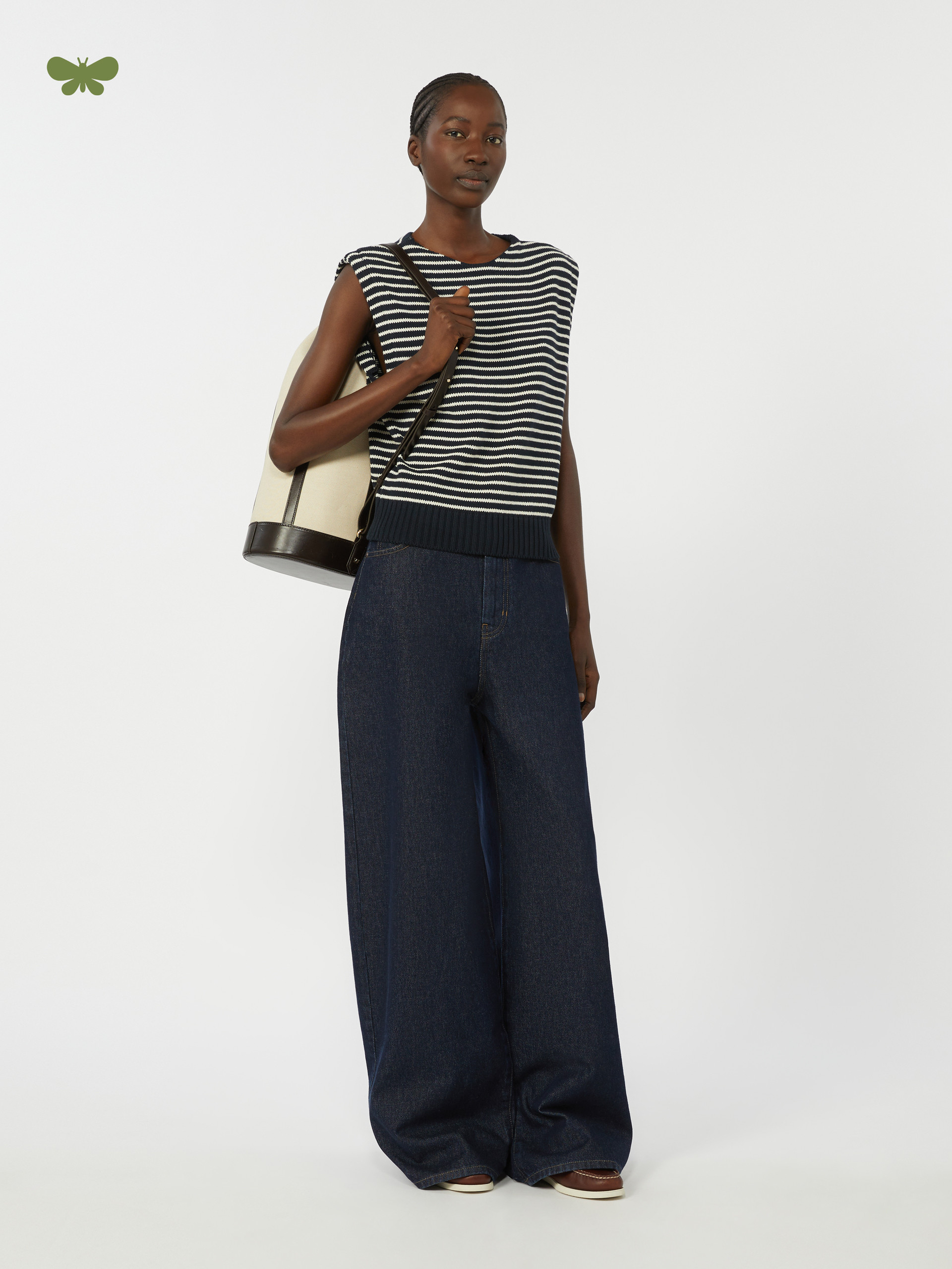 Cotton denim wide-leg jeans, navy | Weekend Max Mara