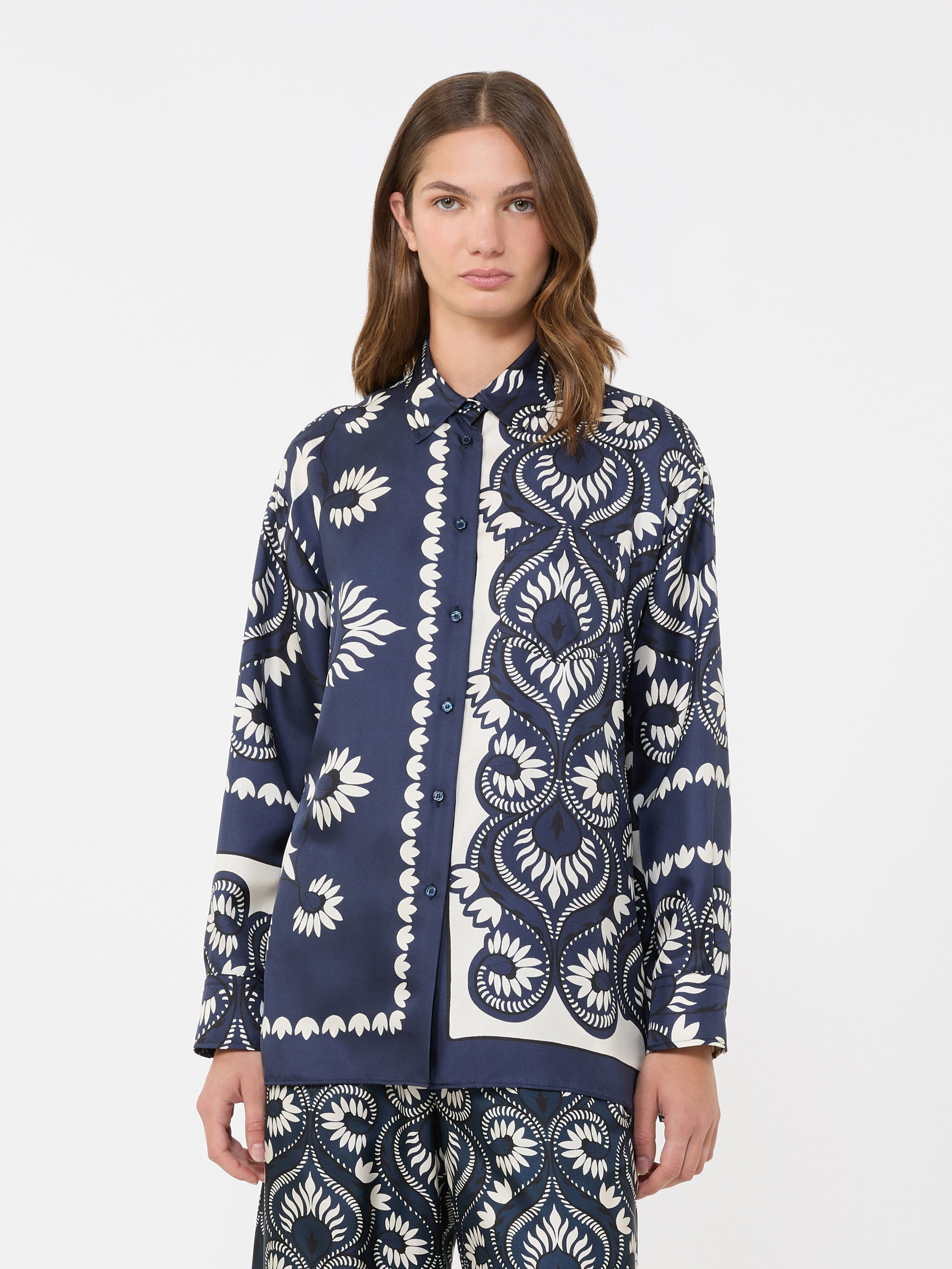 Printed silk patchwork shirt - NAVY - Weekend Max Mara - 2