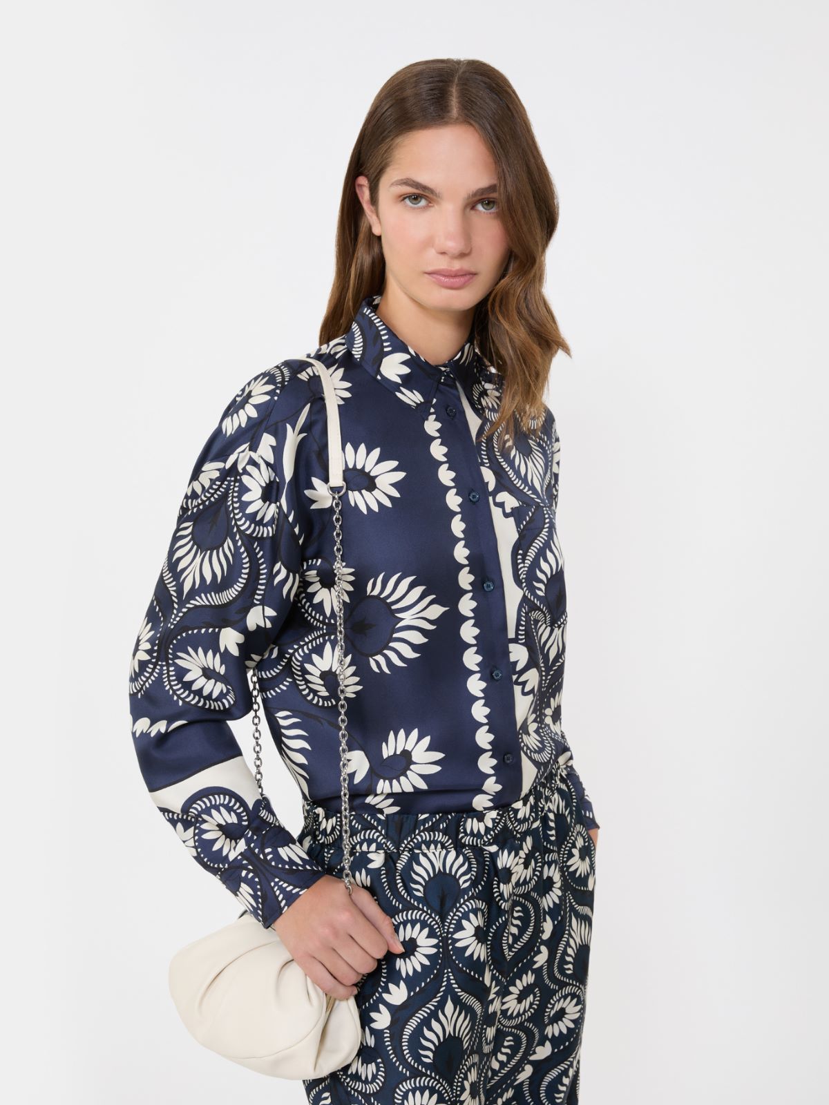 Printed silk patchwork shirt - NAVY - Weekend - 4