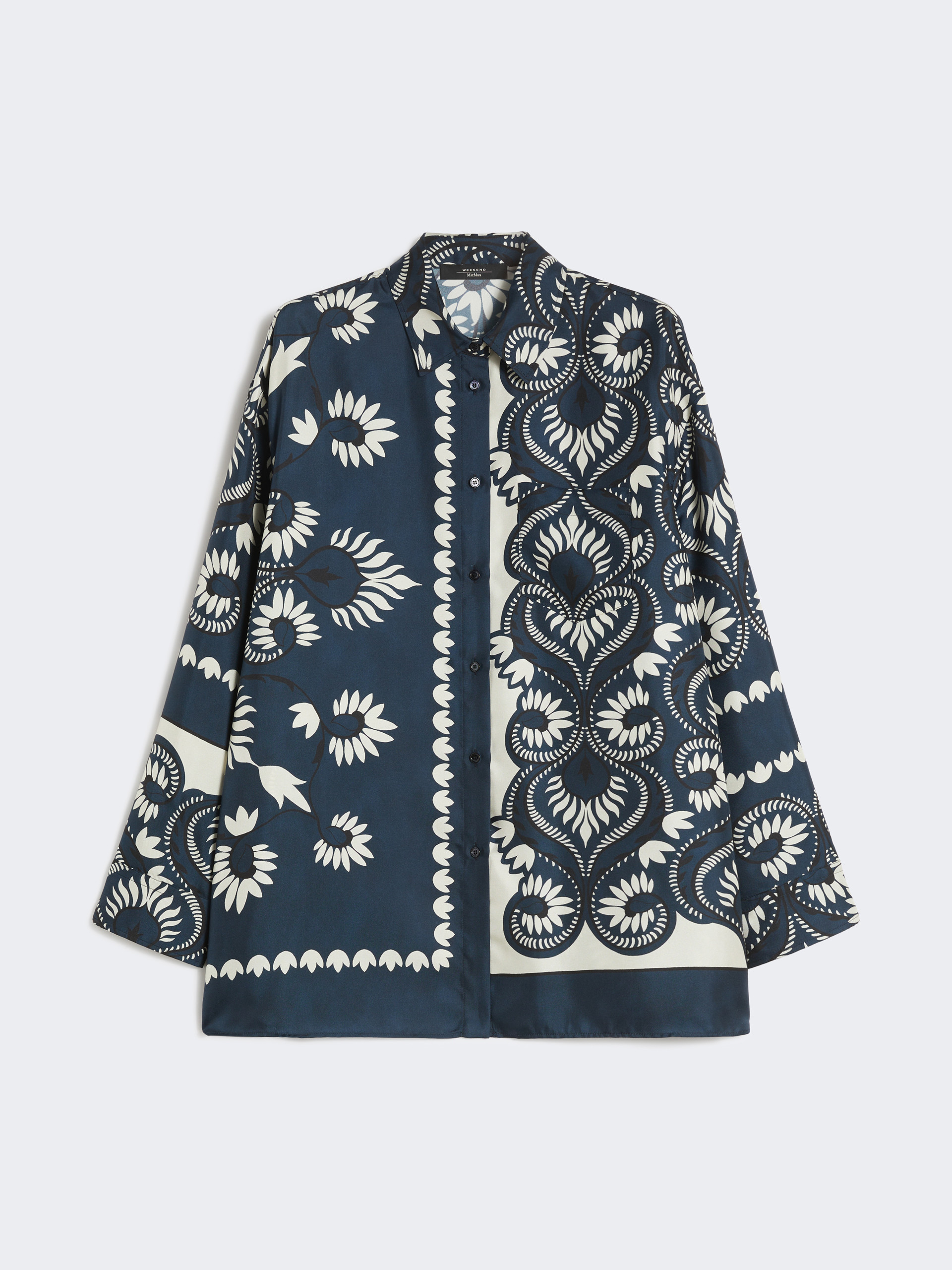Printed silk patchwork shirt - NAVY - Weekend Max Mara - 5