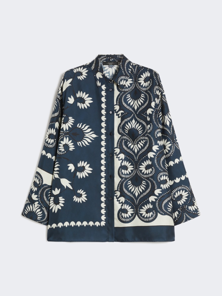 Printed silk patchwork shirt - NAVY - Weekend - 2