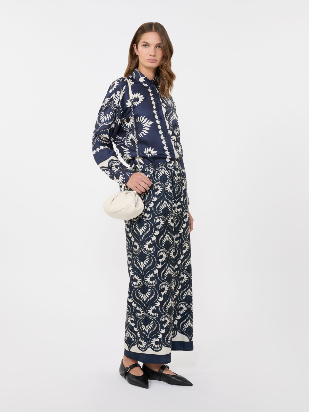 Printed silk patchwork shirt - NAVY - Weekend