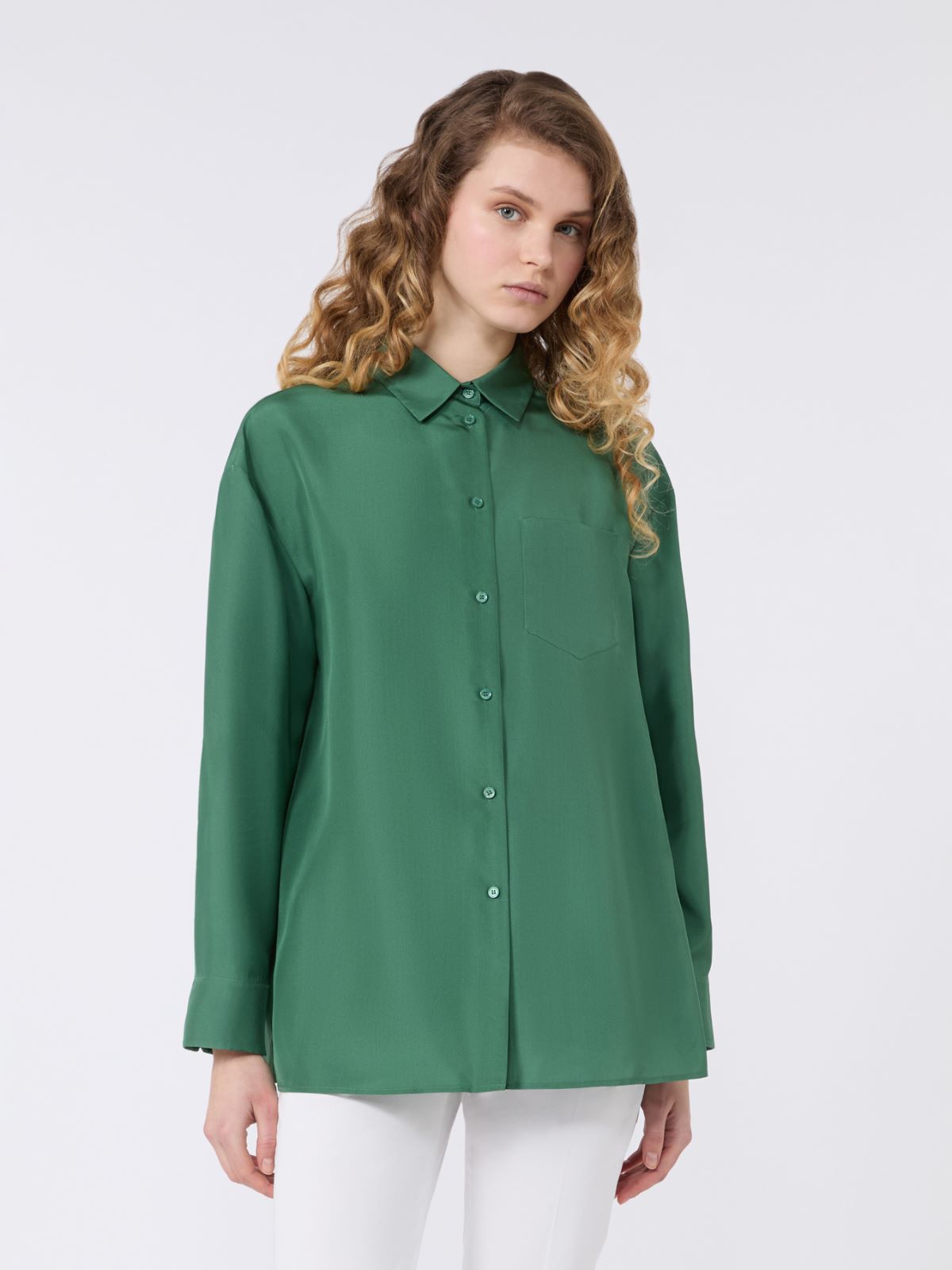 Silk habotai shirt - GREEN - Weekend - 2