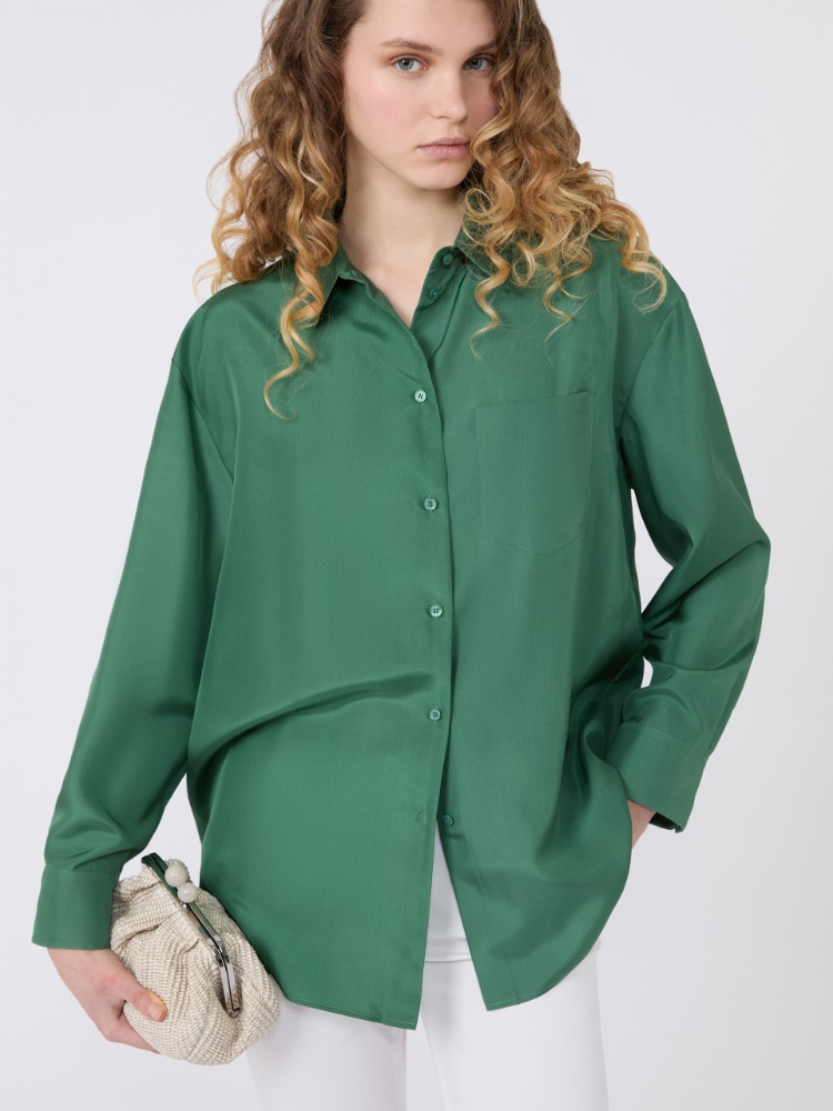 Silk habotai shirt - GREEN - Weekend