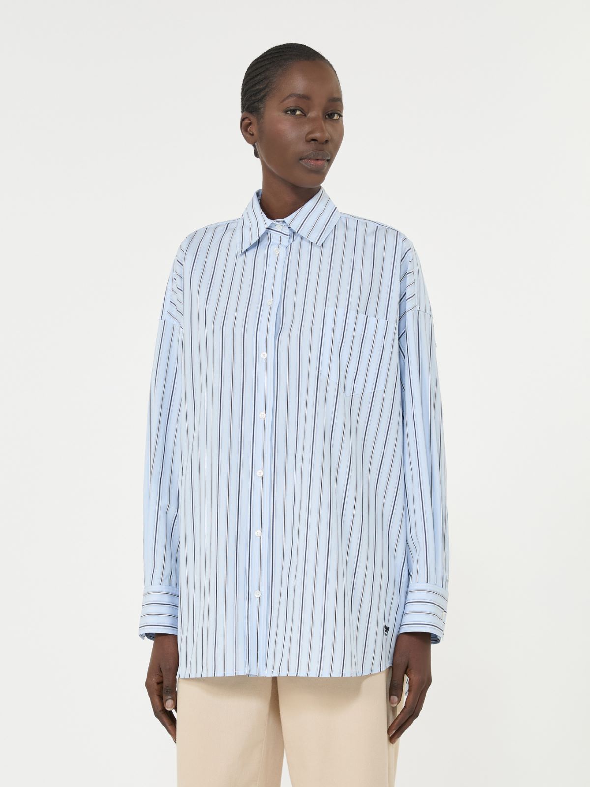Oversized striped cotton shirt - LIGHT BLUE - Weekend - 2
