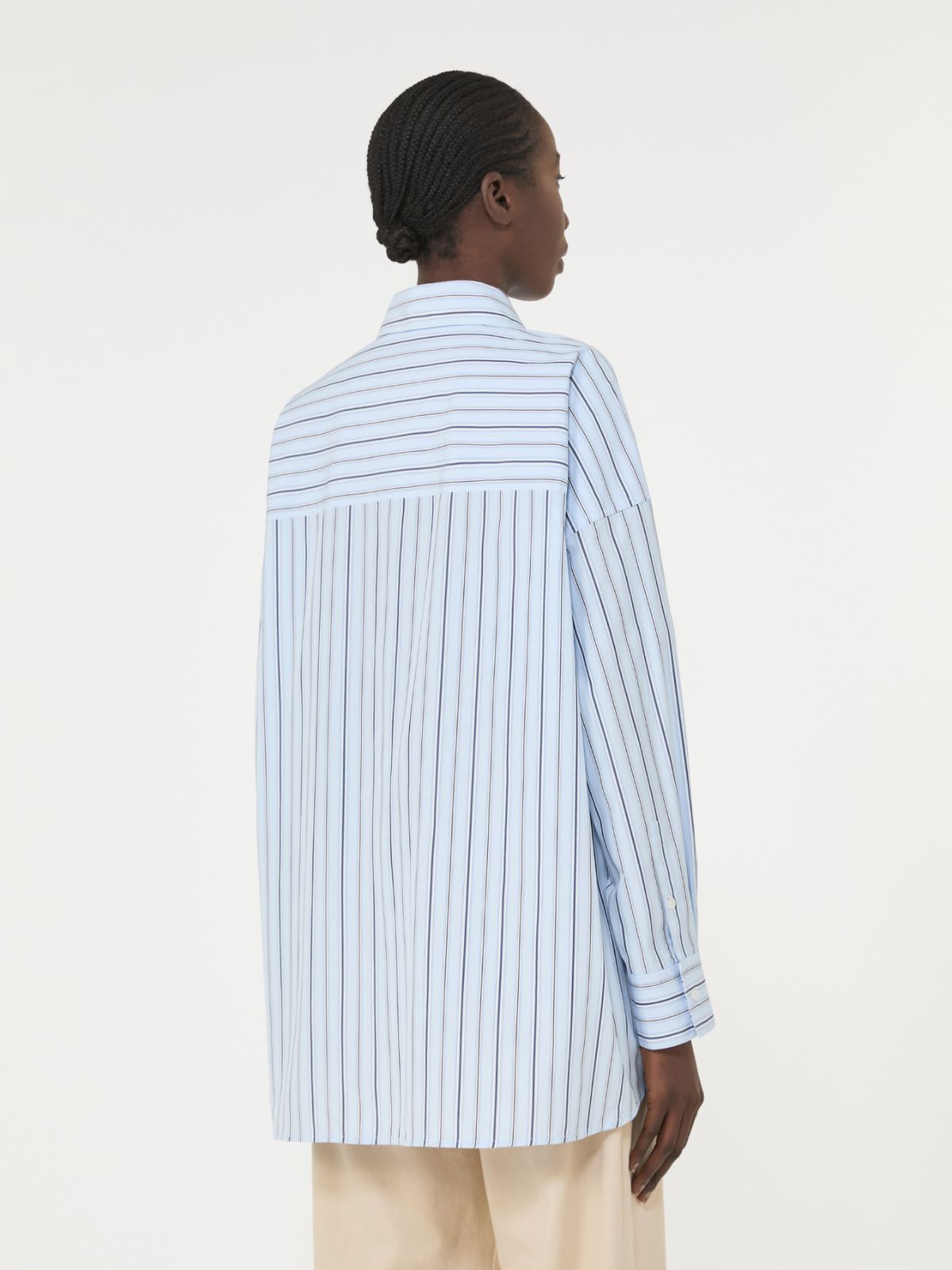 Oversized striped cotton shirt - LIGHT BLUE - Weekend - 3