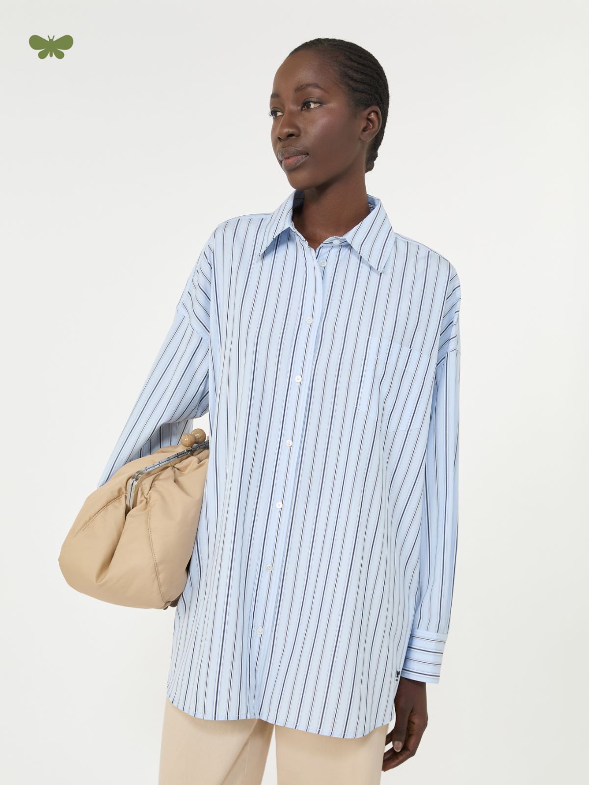 Oversized striped cotton shirt - LIGHT BLUE - Weekend - 4
