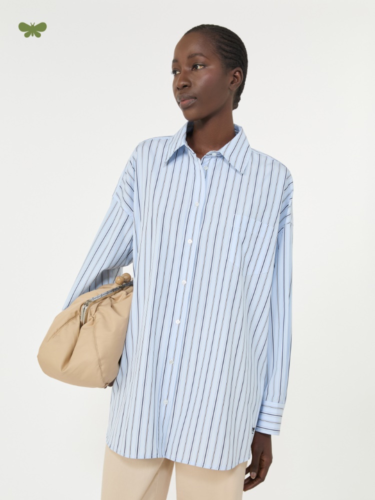 Oversized striped cotton shirt - LIGHT BLUE - Weekend