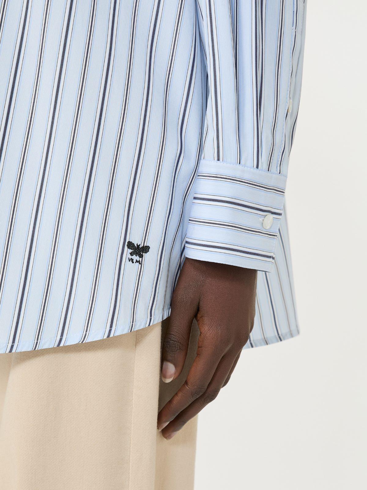 Oversized striped cotton shirt - LIGHT BLUE - Weekend - 5