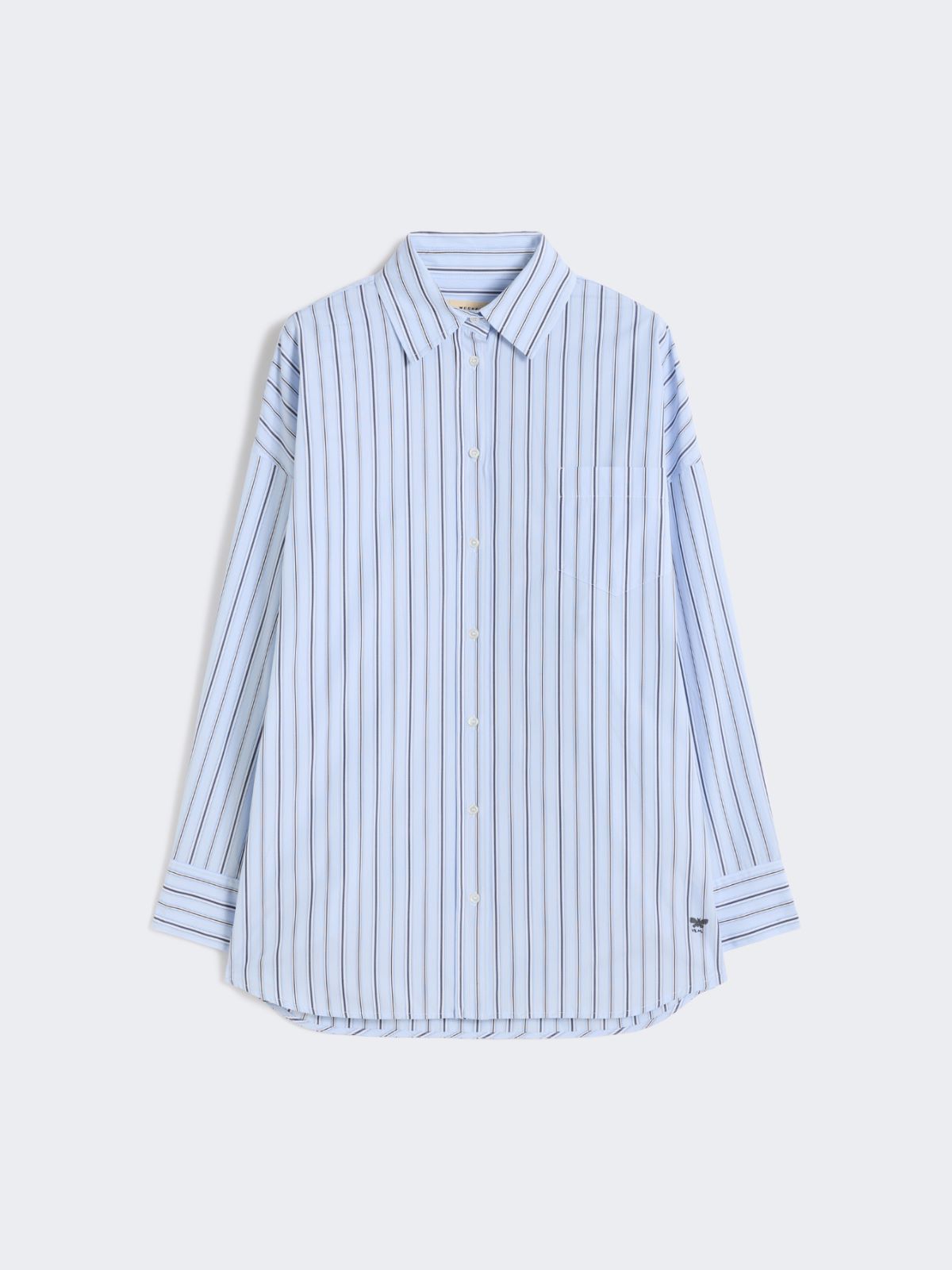 Oversized striped cotton shirt - LIGHT BLUE - Weekend - 7