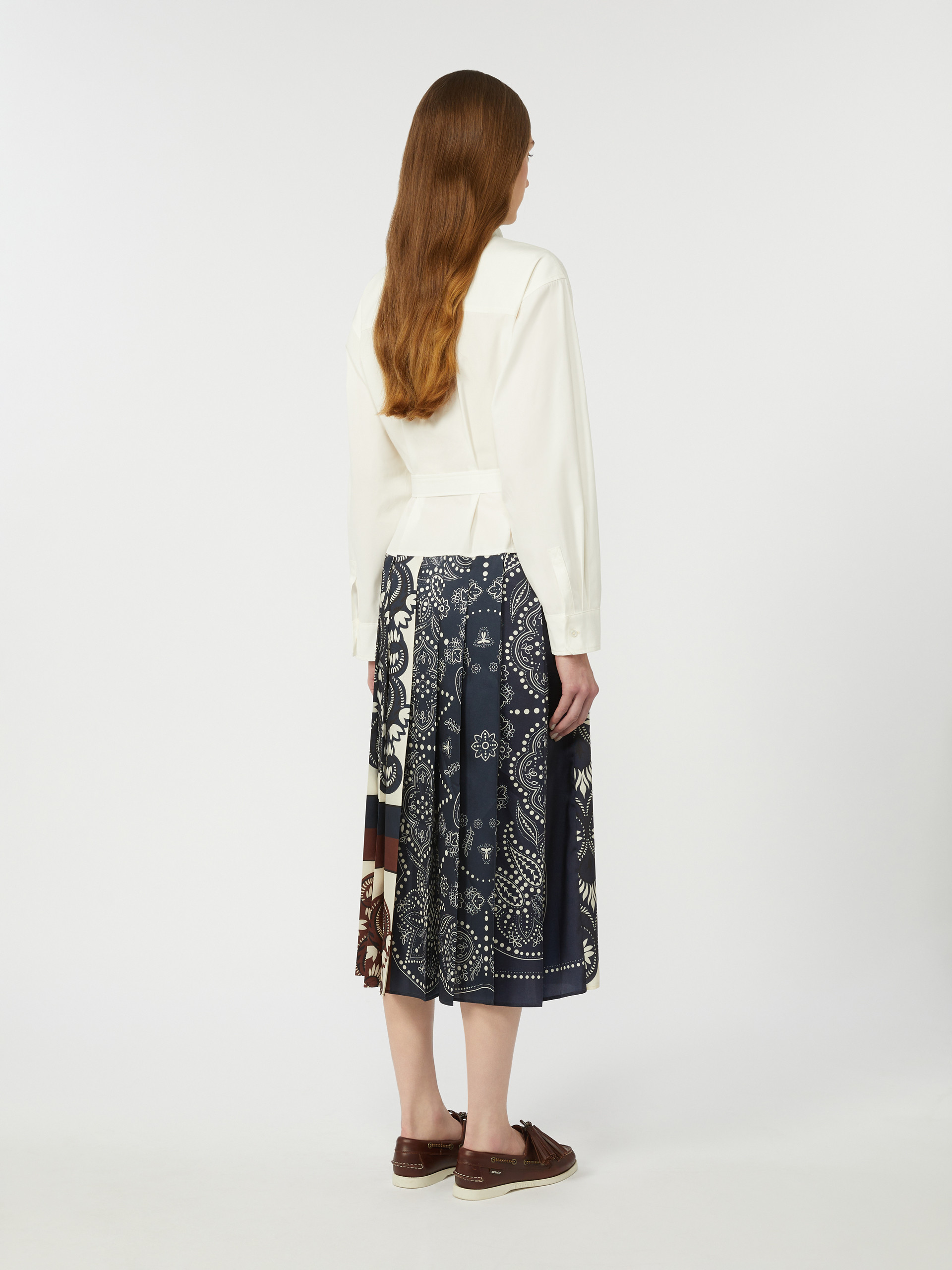 Printed cotton and twill shirt dress - WHITE - Weekend Max Mara - 3