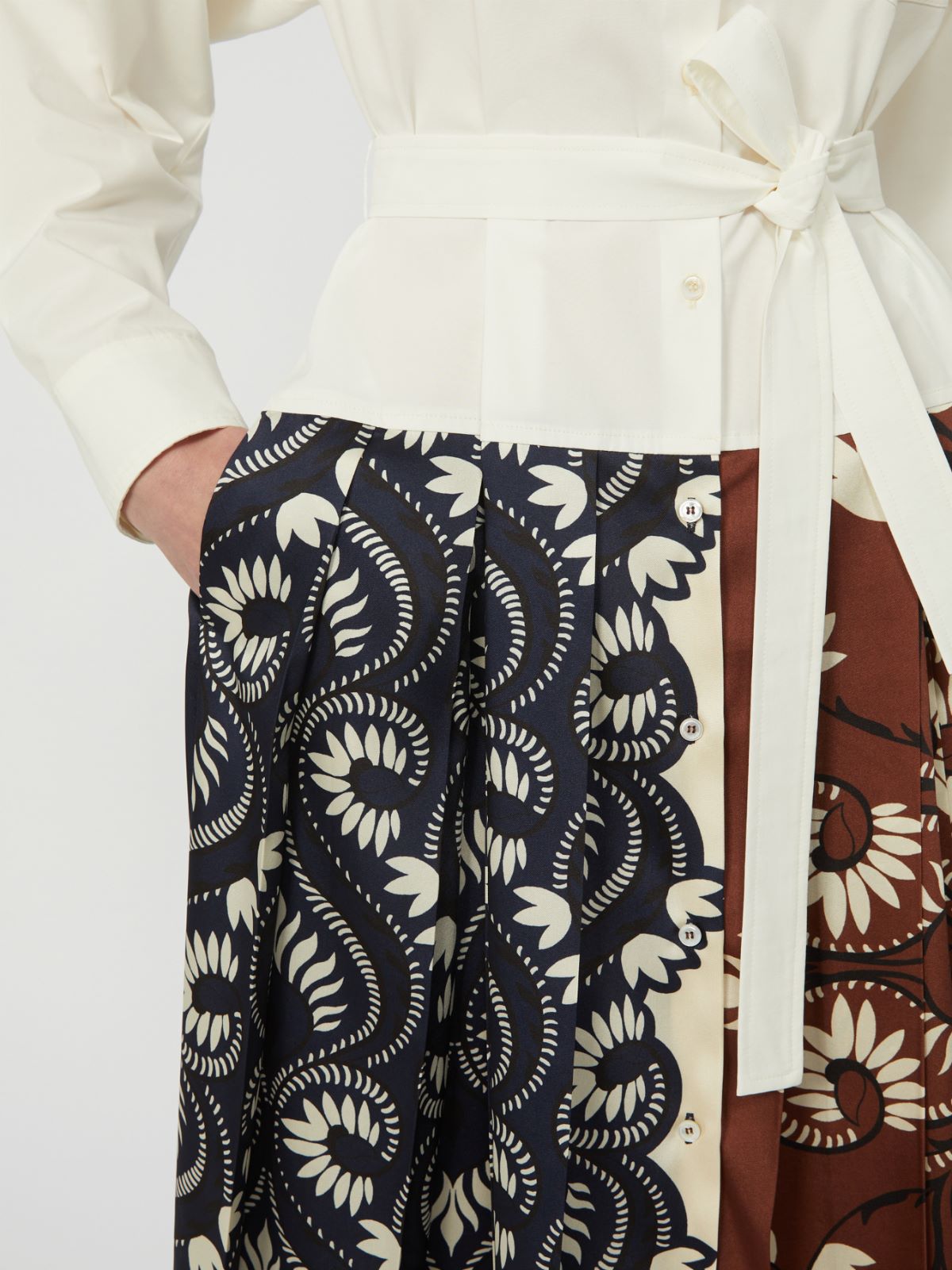 Abito chemisier in cotone e twill stampato - BIANCO - Weekend - 4