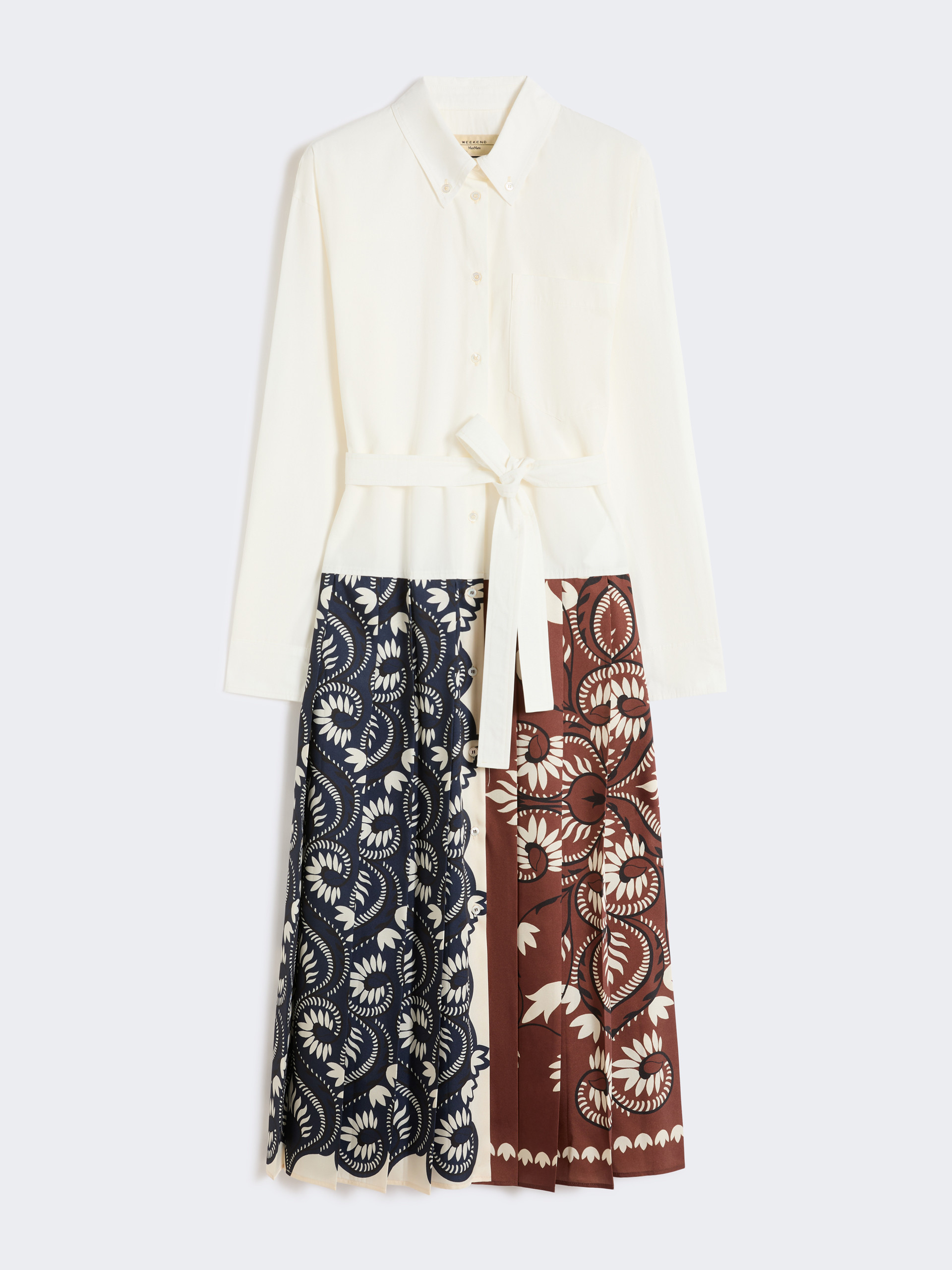 Printed cotton and twill shirt dress - WHITE - Weekend Max Mara - 5