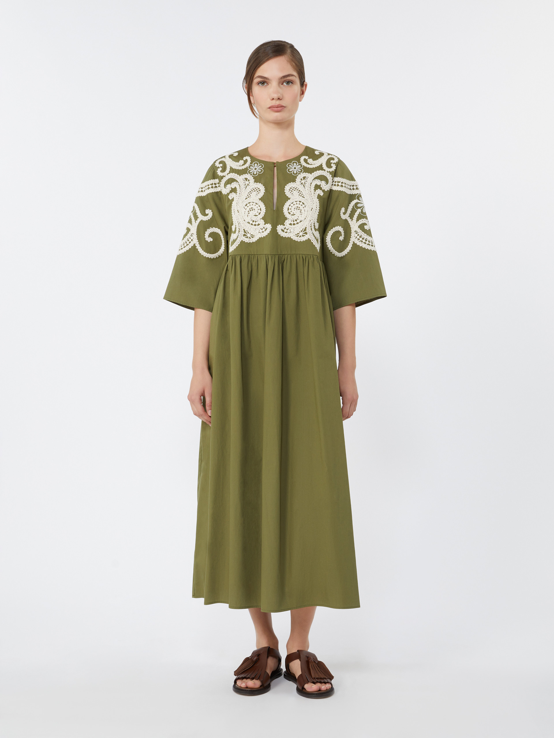 Soft cotton poplin dress - KAKI - Weekend Max Mara - 2