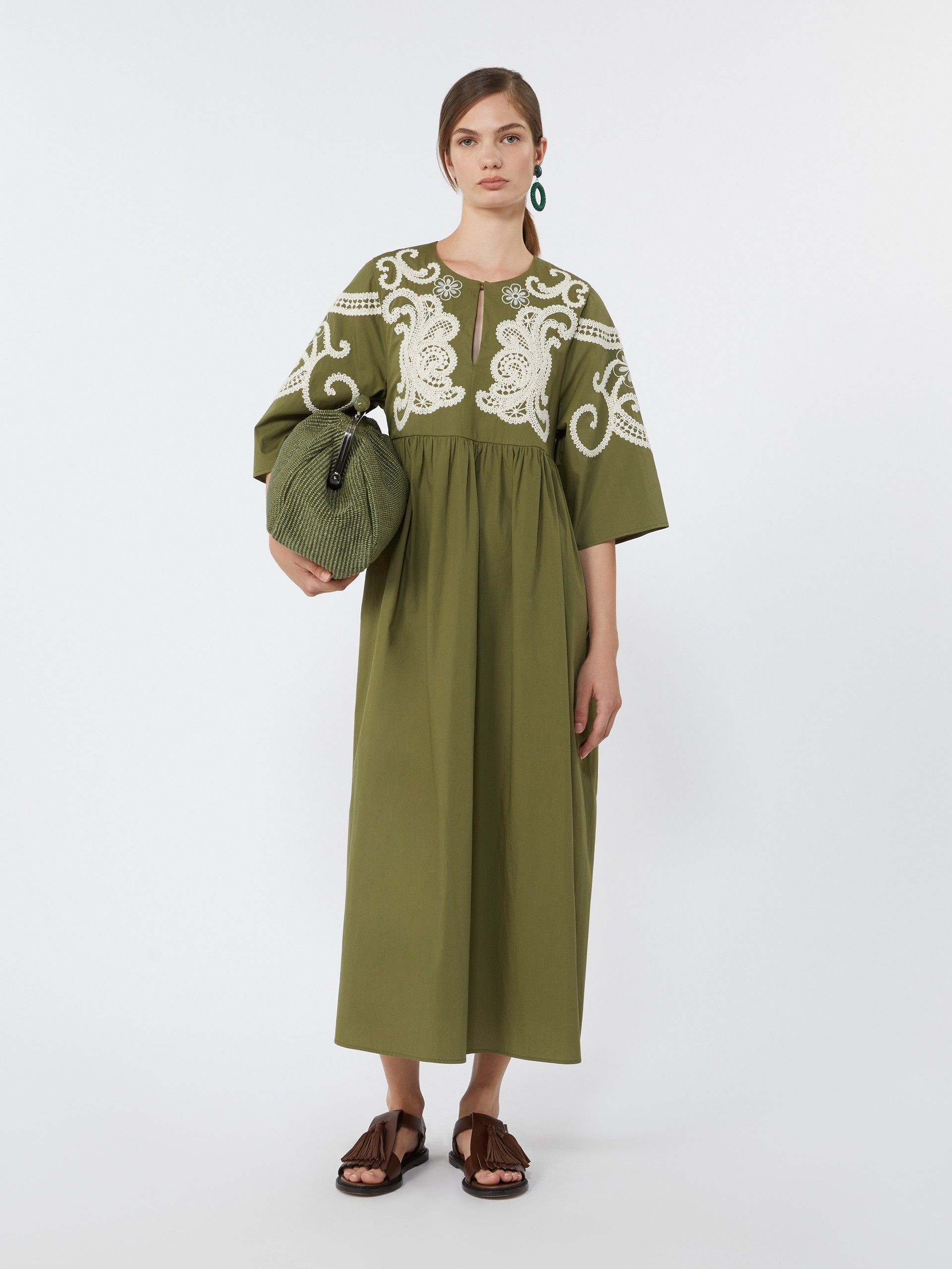 Soft cotton poplin dress - KAKI - Weekend Max Mara