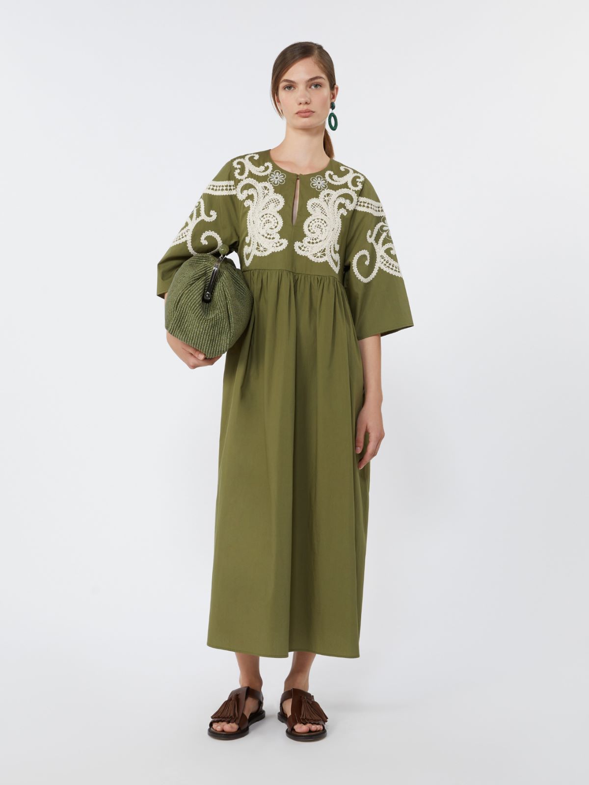 Soft cotton poplin dress - KAKI - Weekend