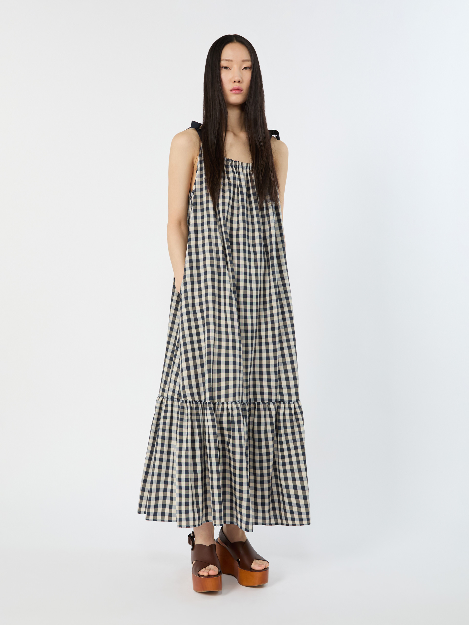 Vichy ramie and cotton dress - NAVY - Weekend Max Mara
