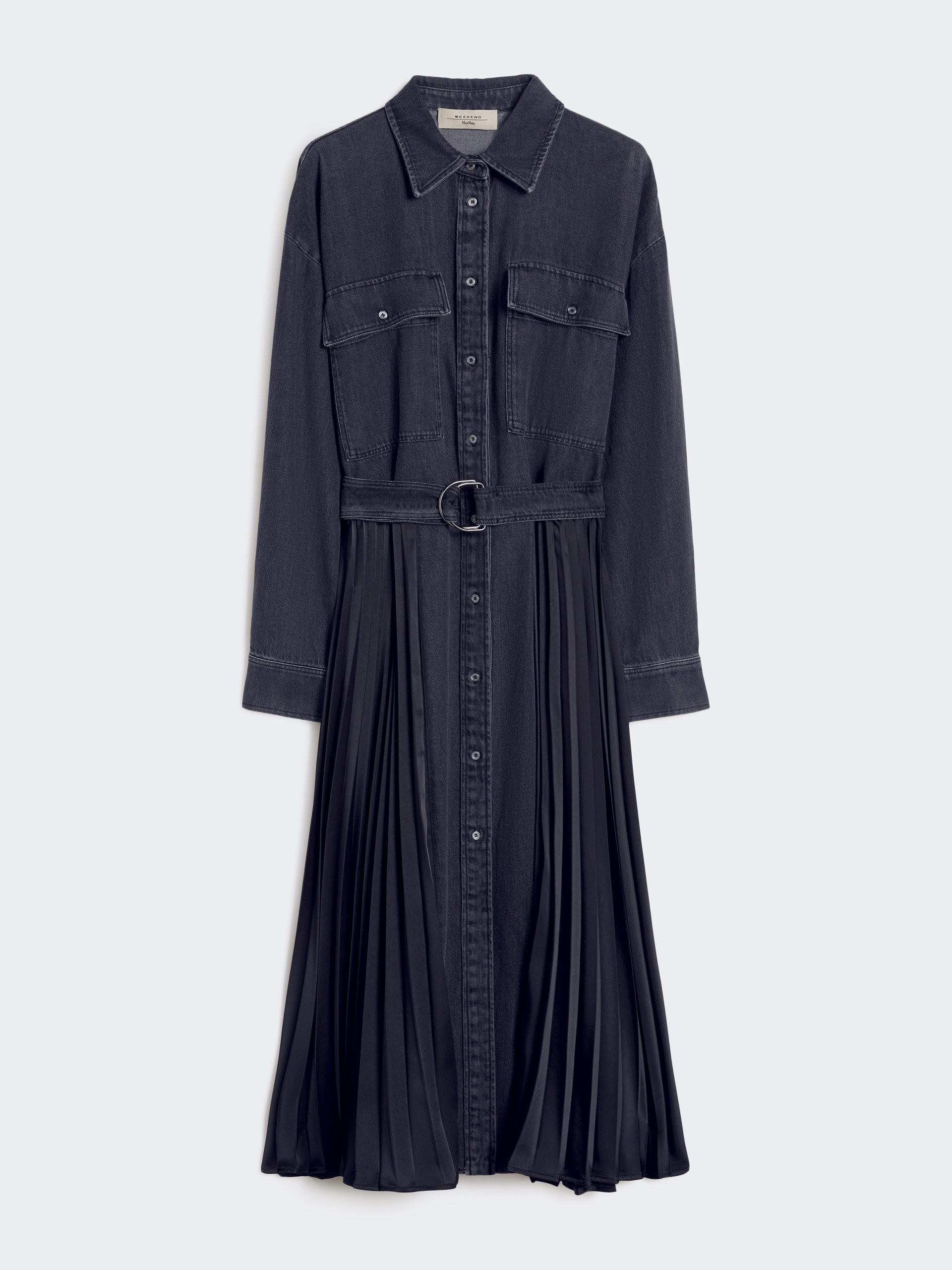 Denim and satin shirt dress - BLACK - Weekend Max Mara - 5