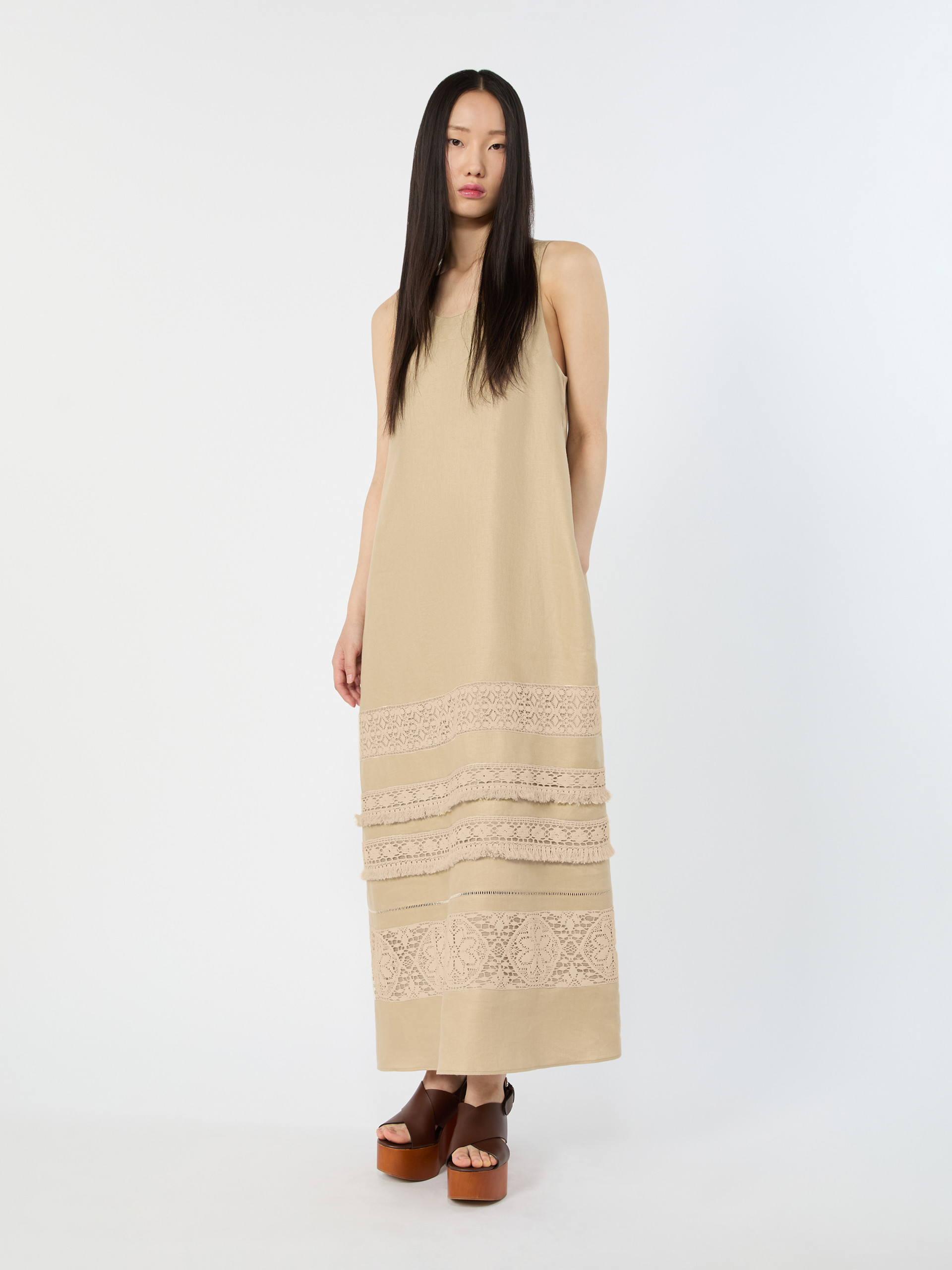 Long linen dress - SAND - Weekend Max Mara