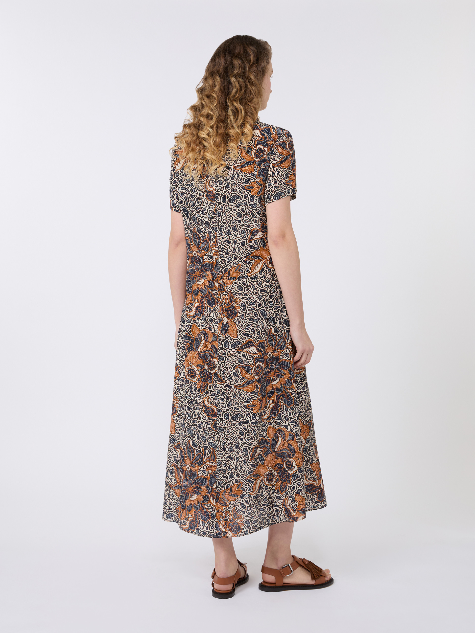 Printed silk crêpe de Chine dress - NAVY - Weekend Max Mara - 3