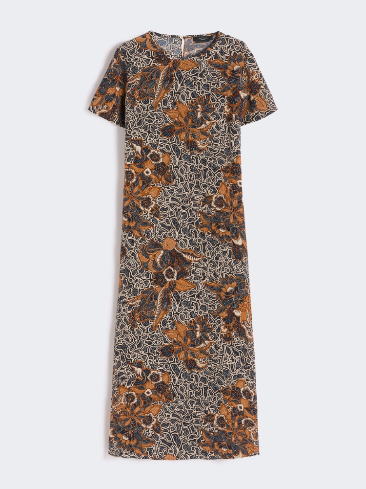 Printed silk crêpe de Chine dress - NAVY - Weekend - 6