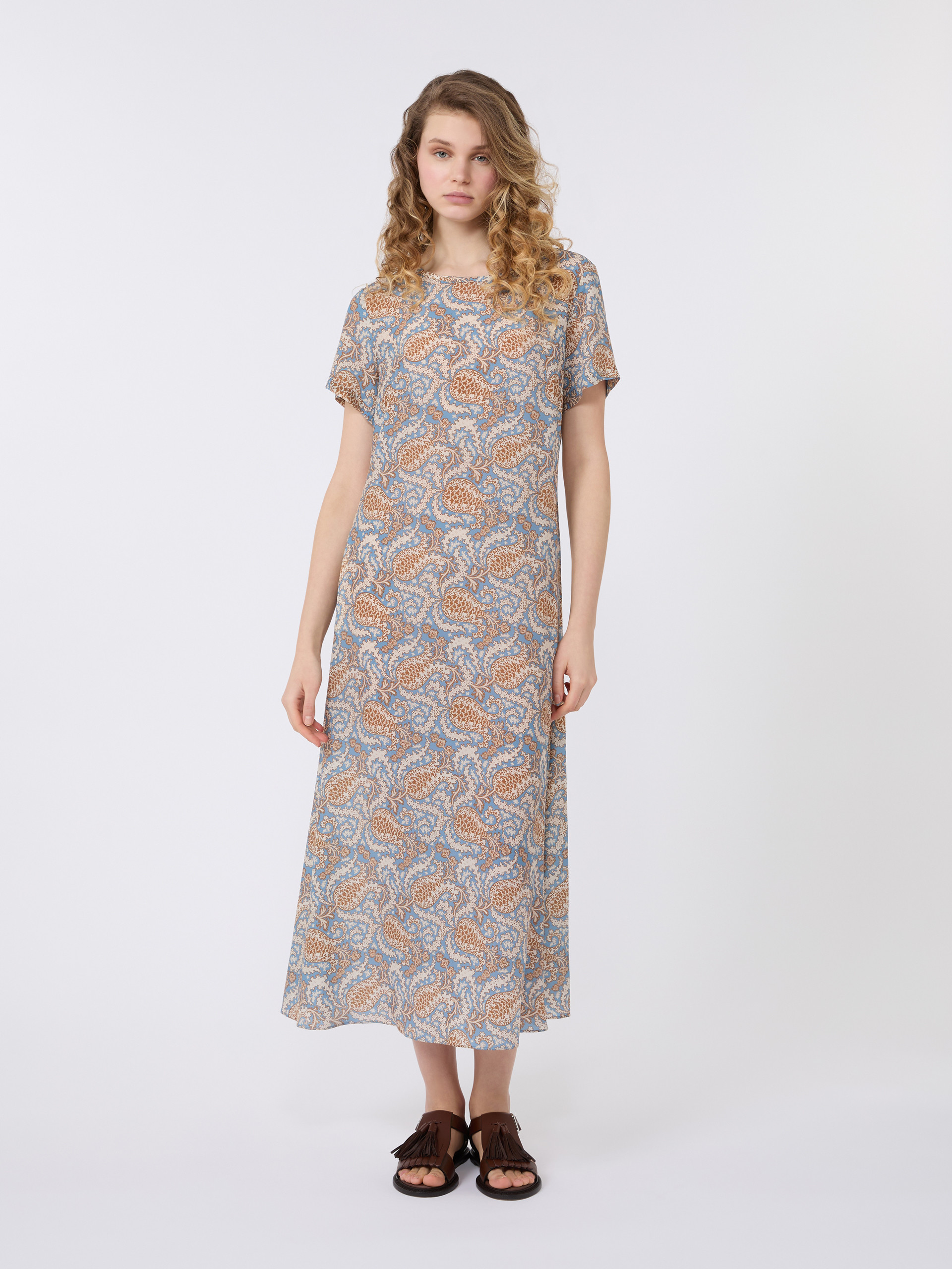 Printed silk crêpe de Chine dress - LIGHT BLUE - Weekend Max Mara - 2