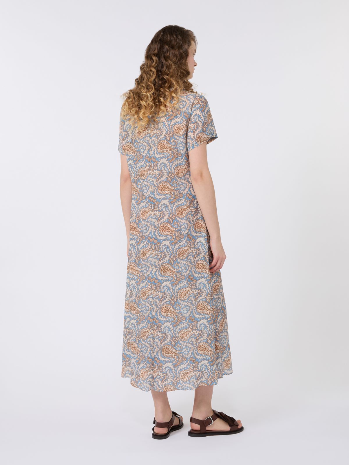 Printed silk crêpe de Chine dress - LIGHT BLUE - Weekend - 3