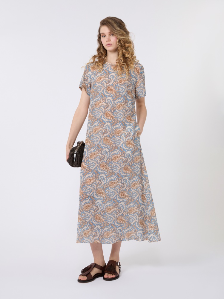 Printed silk crêpe de Chine dress - LIGHT BLUE - Weekend