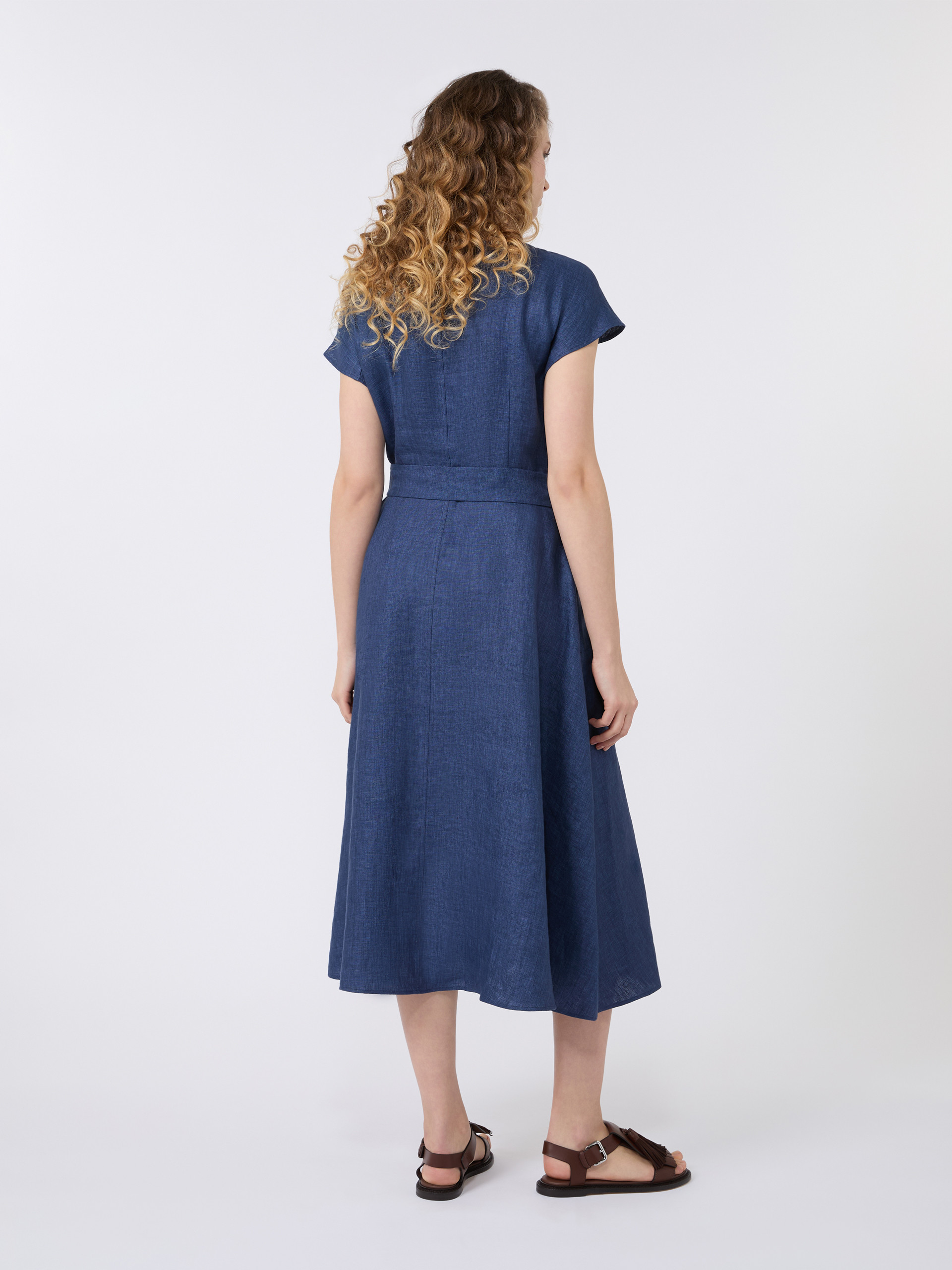 Linen canvas midi dress - NAVY - Weekend Max Mara - 3