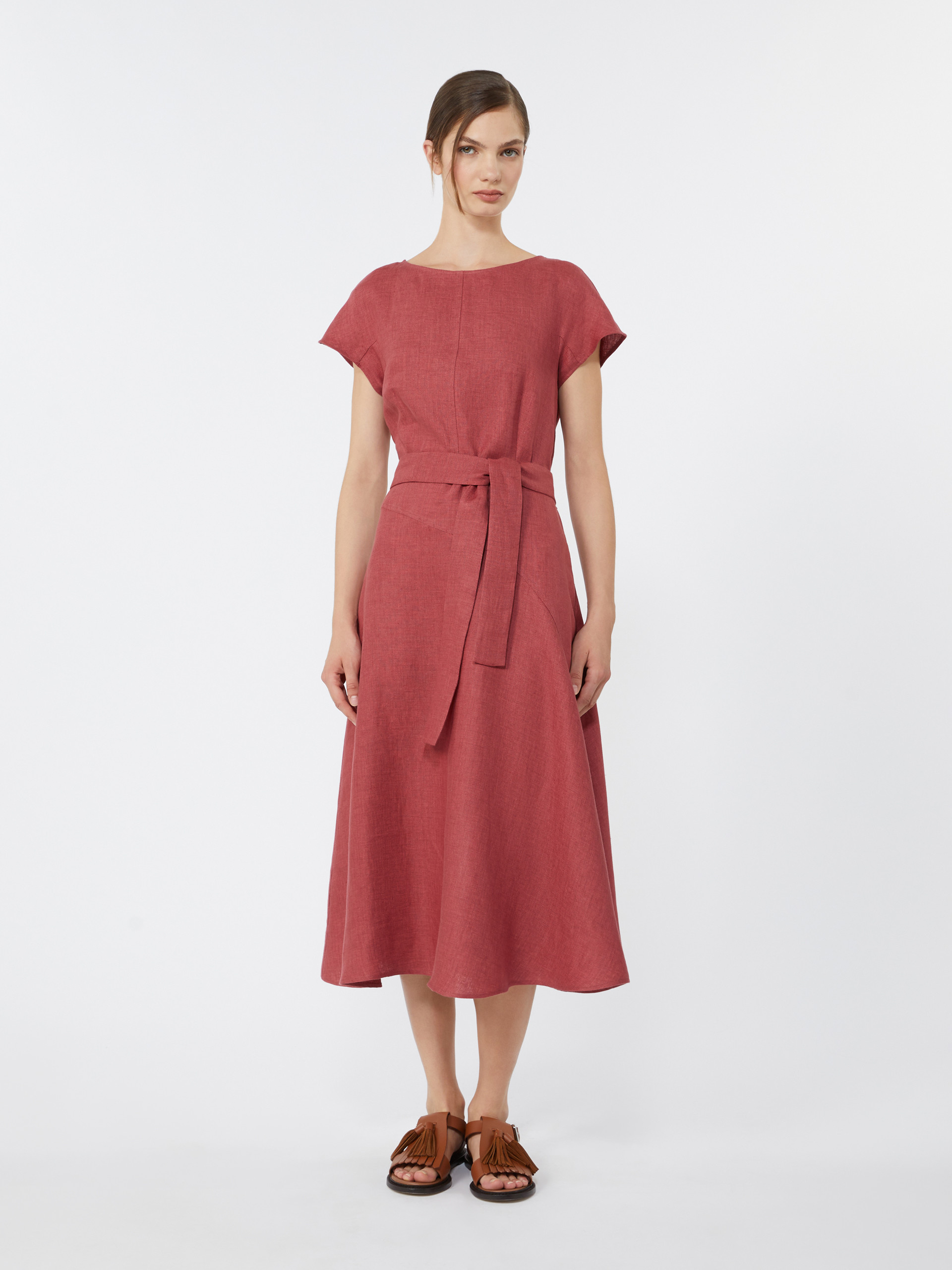 Linen canvas midi dress - CHERRY - Weekend Max Mara - 2