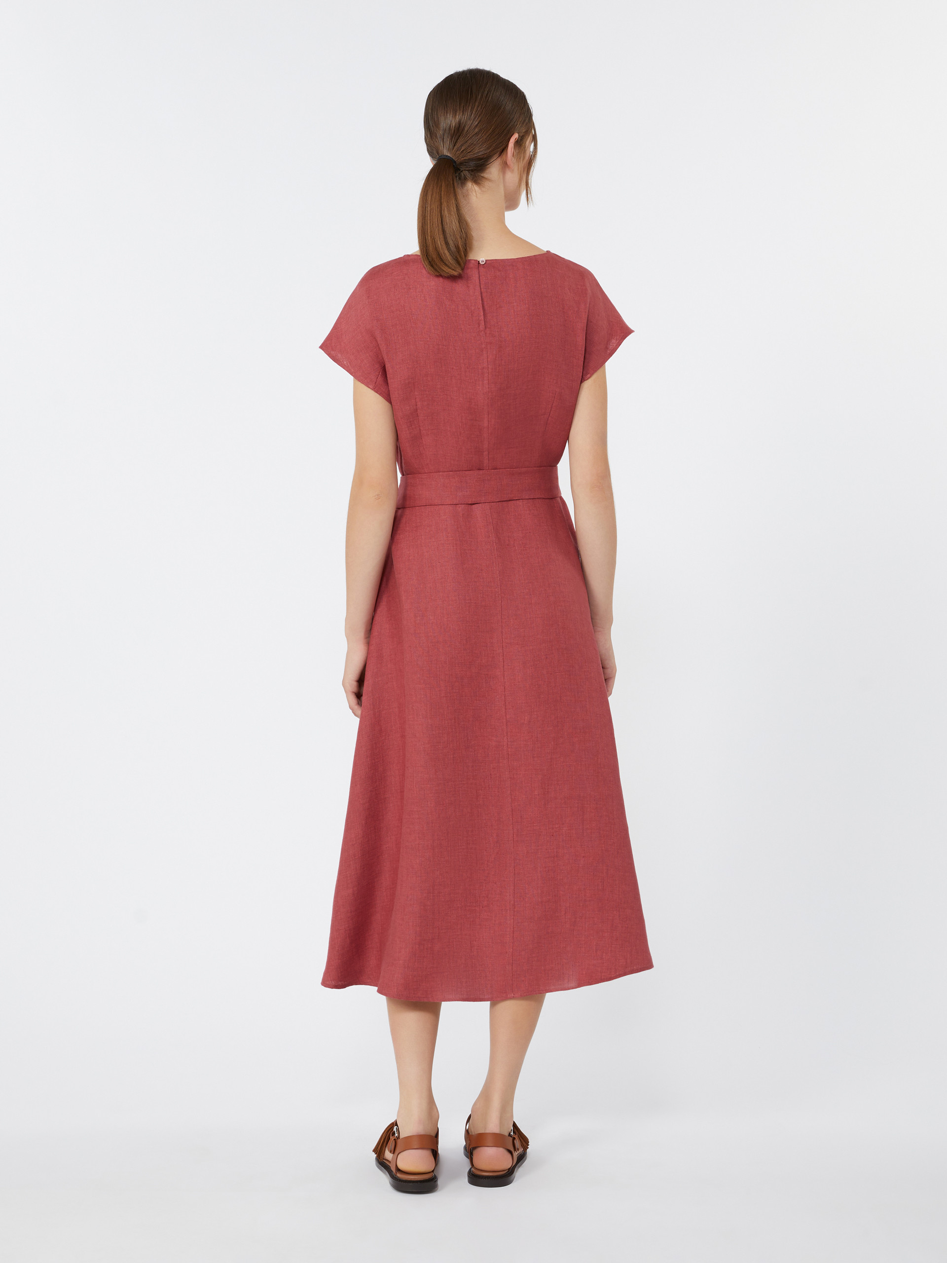 Linen canvas midi dress - CHERRY - Weekend Max Mara - 3