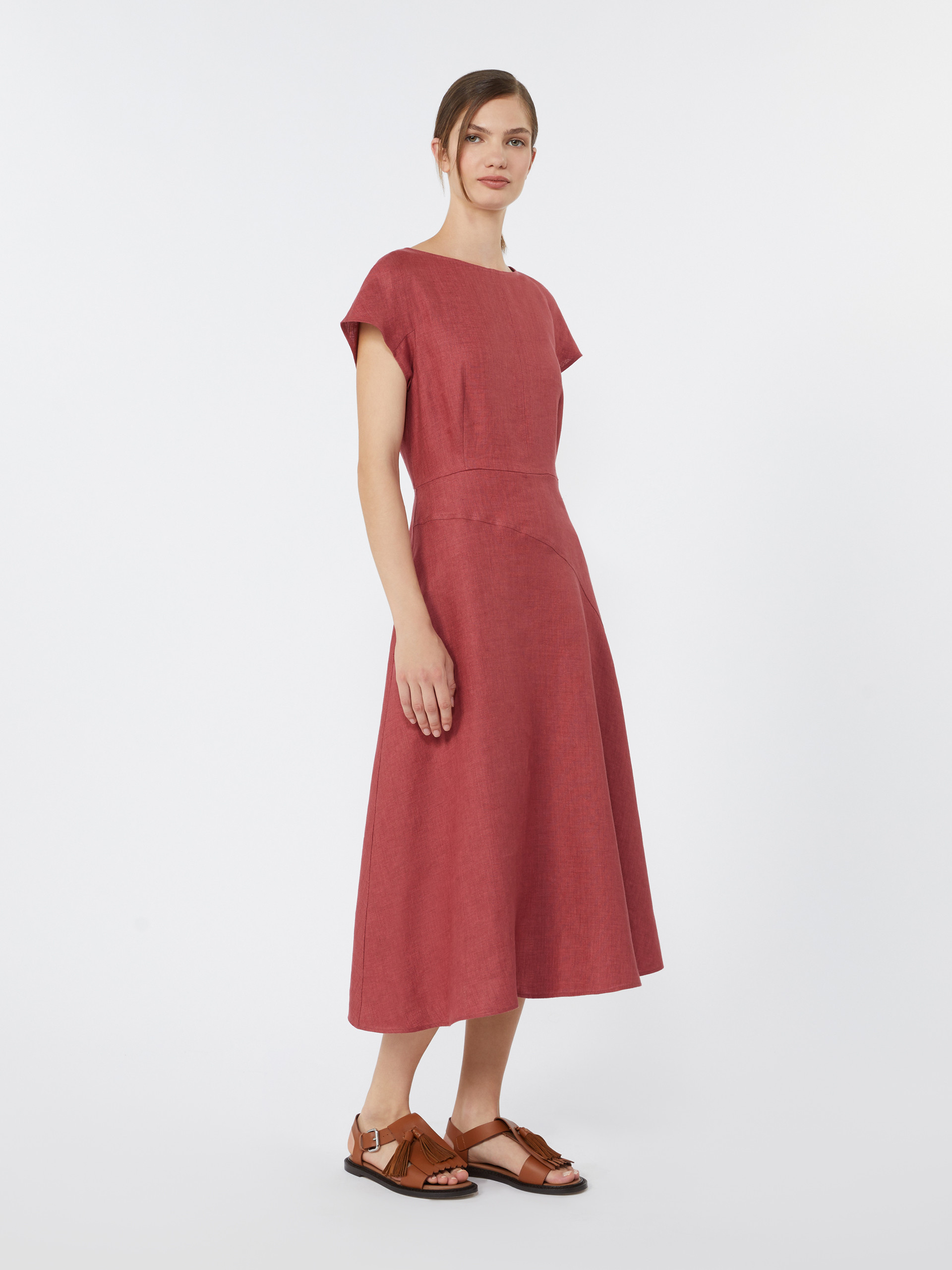 Linen canvas midi dress - CHERRY - Weekend Max Mara