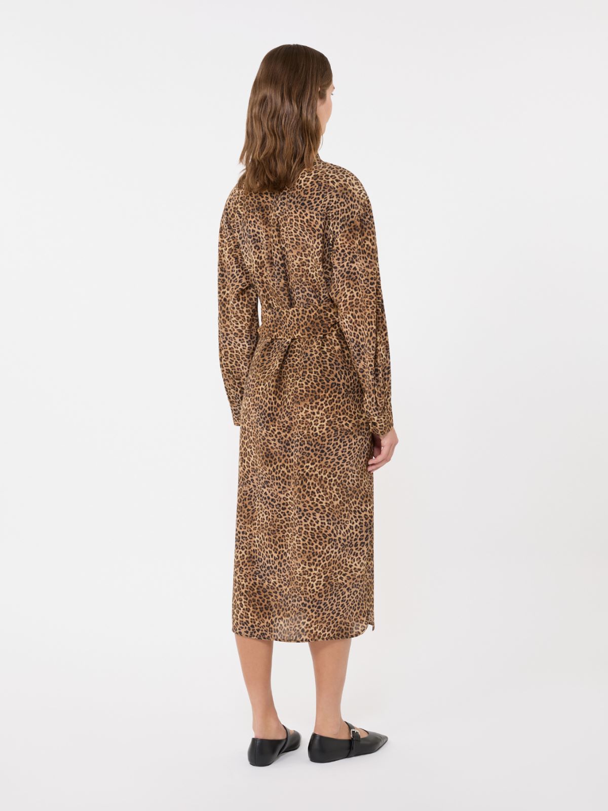 Printed silk crêpe de Chine shirt dress - CAMEL - Weekend - 3