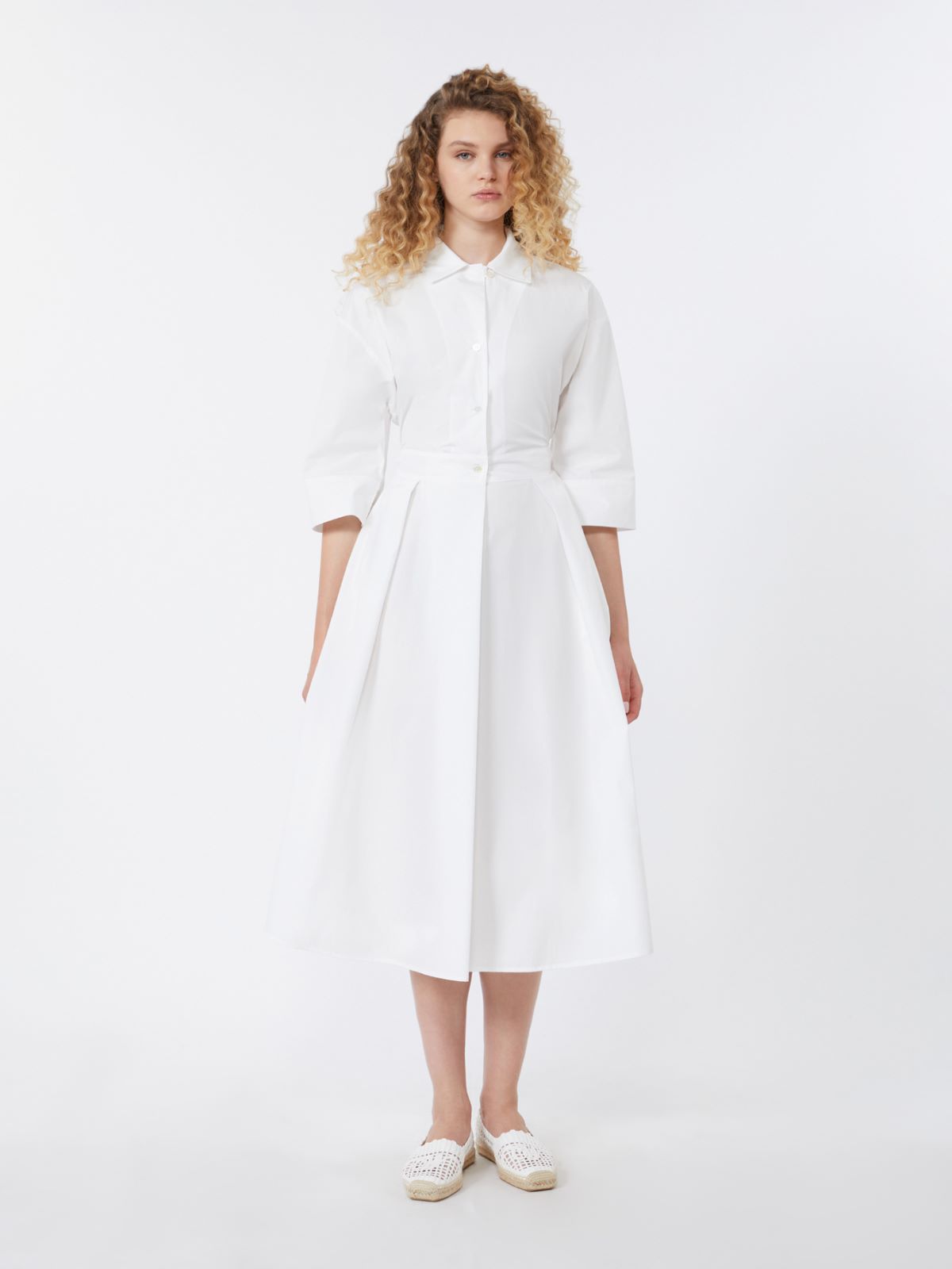 Cotton-poplin midi shirt dress - WHITE - Weekend - 2