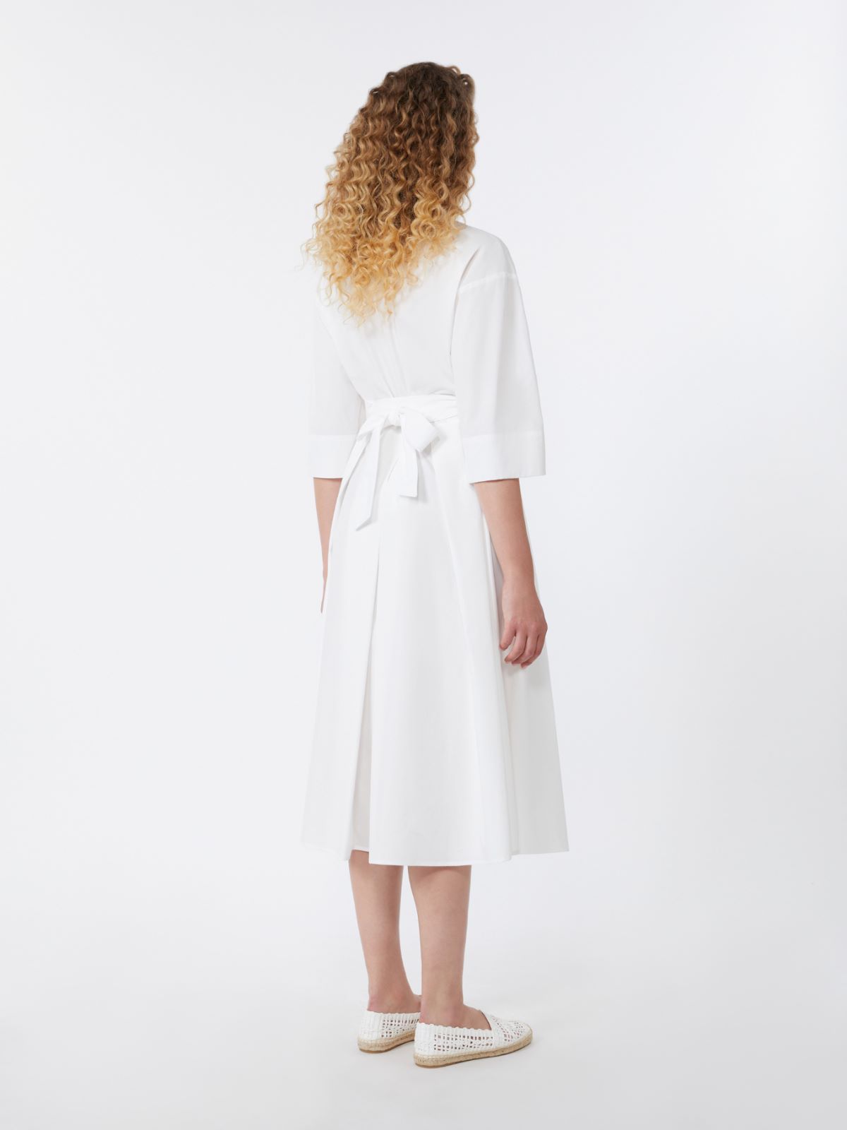 Cotton-poplin midi shirt dress - WHITE - Weekend - 3