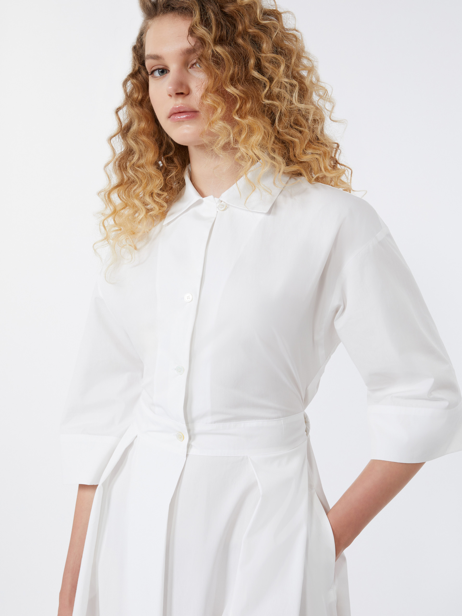 Cotton-poplin midi shirt dress - WHITE - Weekend Max Mara - 4