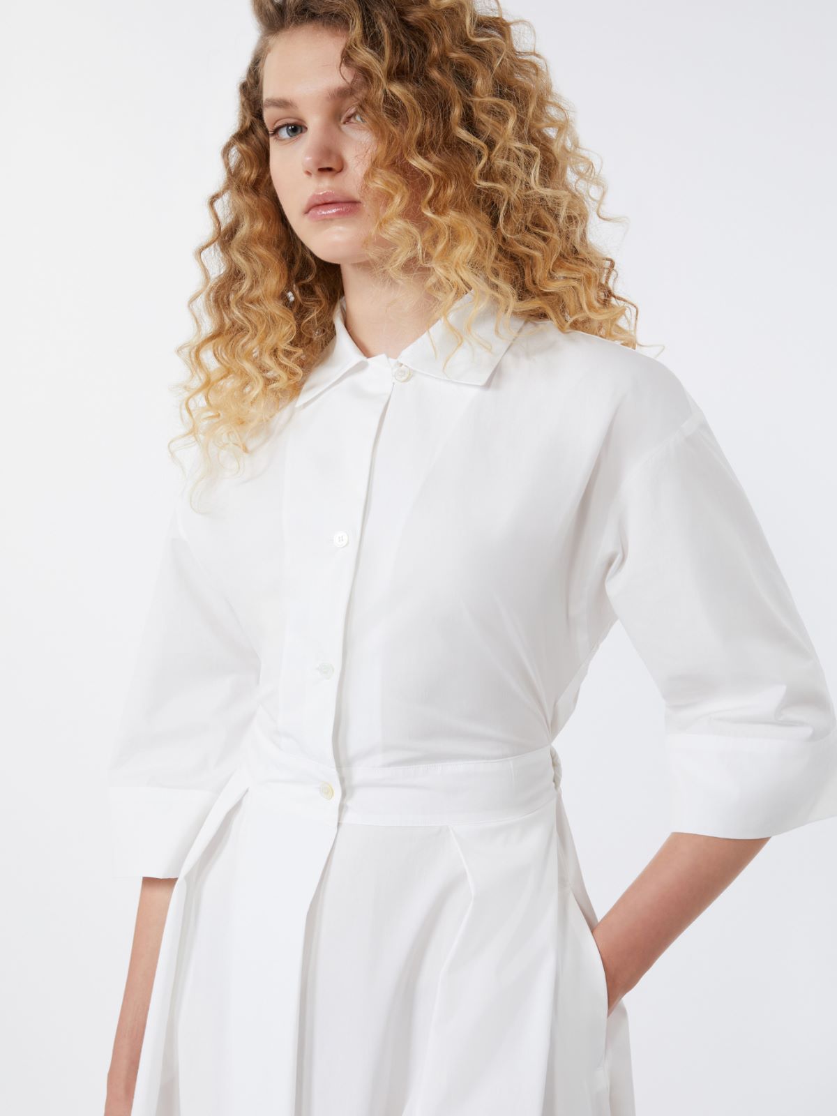 Cotton-poplin midi shirt dress - WHITE - Weekend - 4