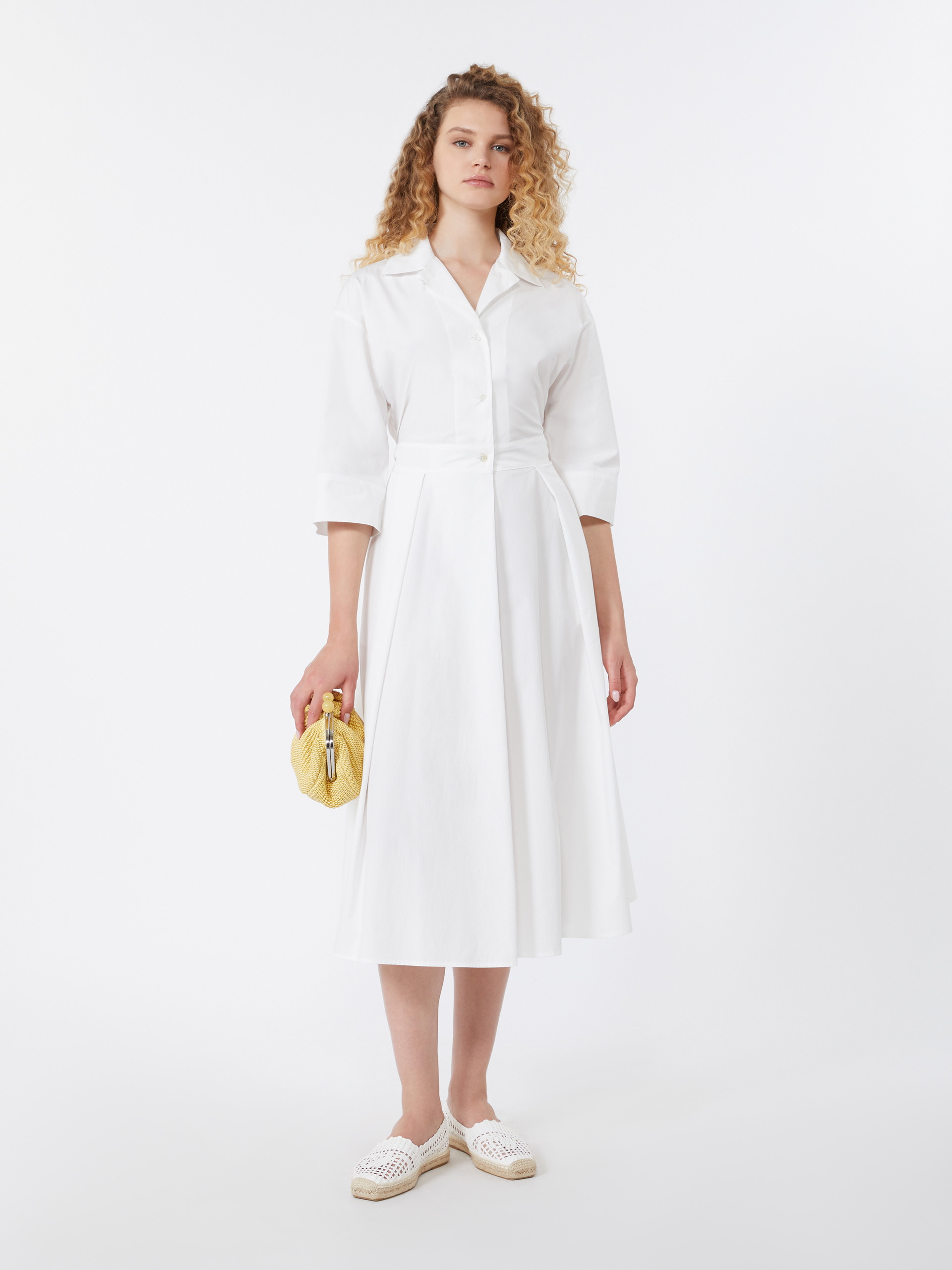 Cotton-poplin midi shirt dress - WHITE - Weekend Max Mara