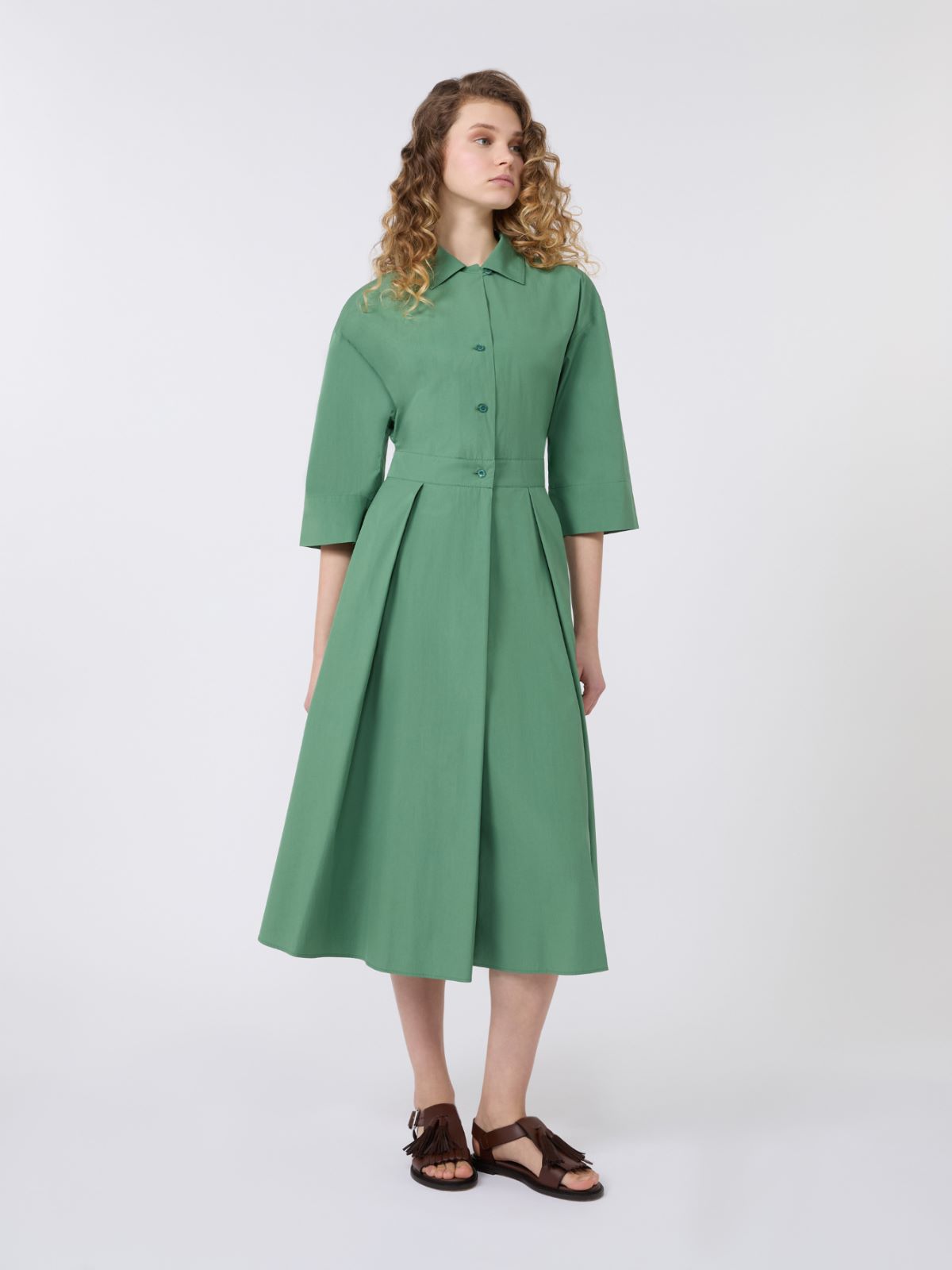 Cotton-poplin midi shirt dress - GREEN - Weekend - 2