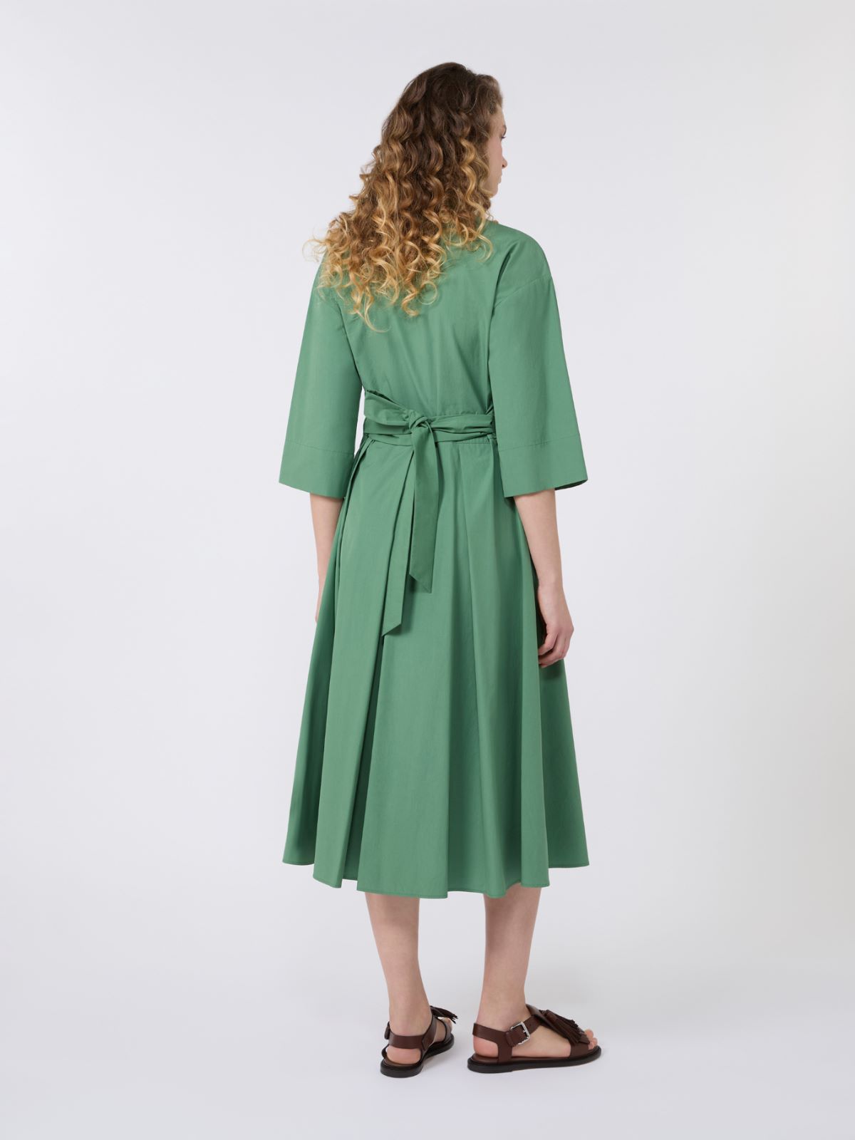 Cotton-poplin midi shirt dress - GREEN - Weekend - 3