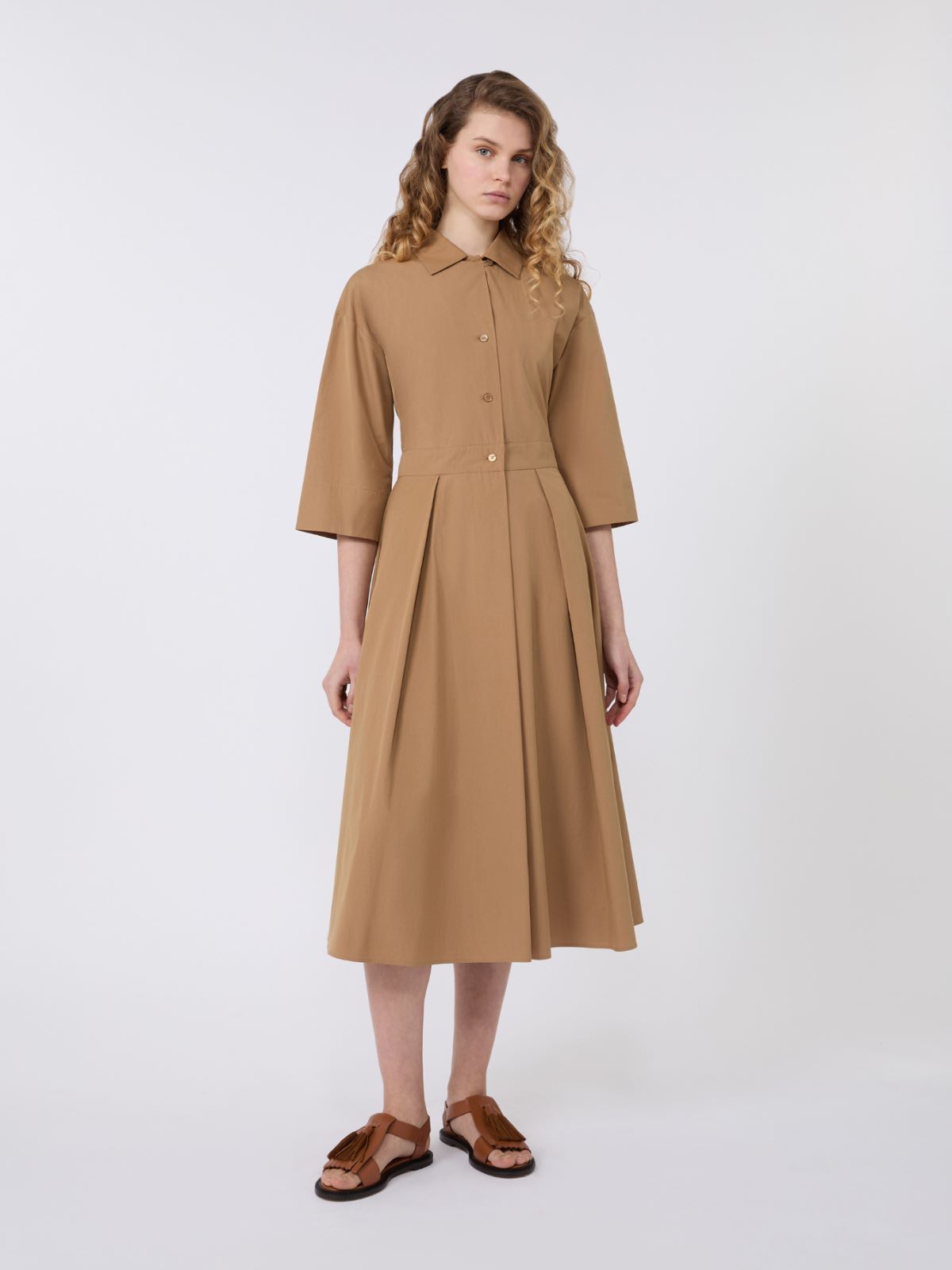 Cotton-poplin midi shirt dress - TOBACCO - Weekend - 2