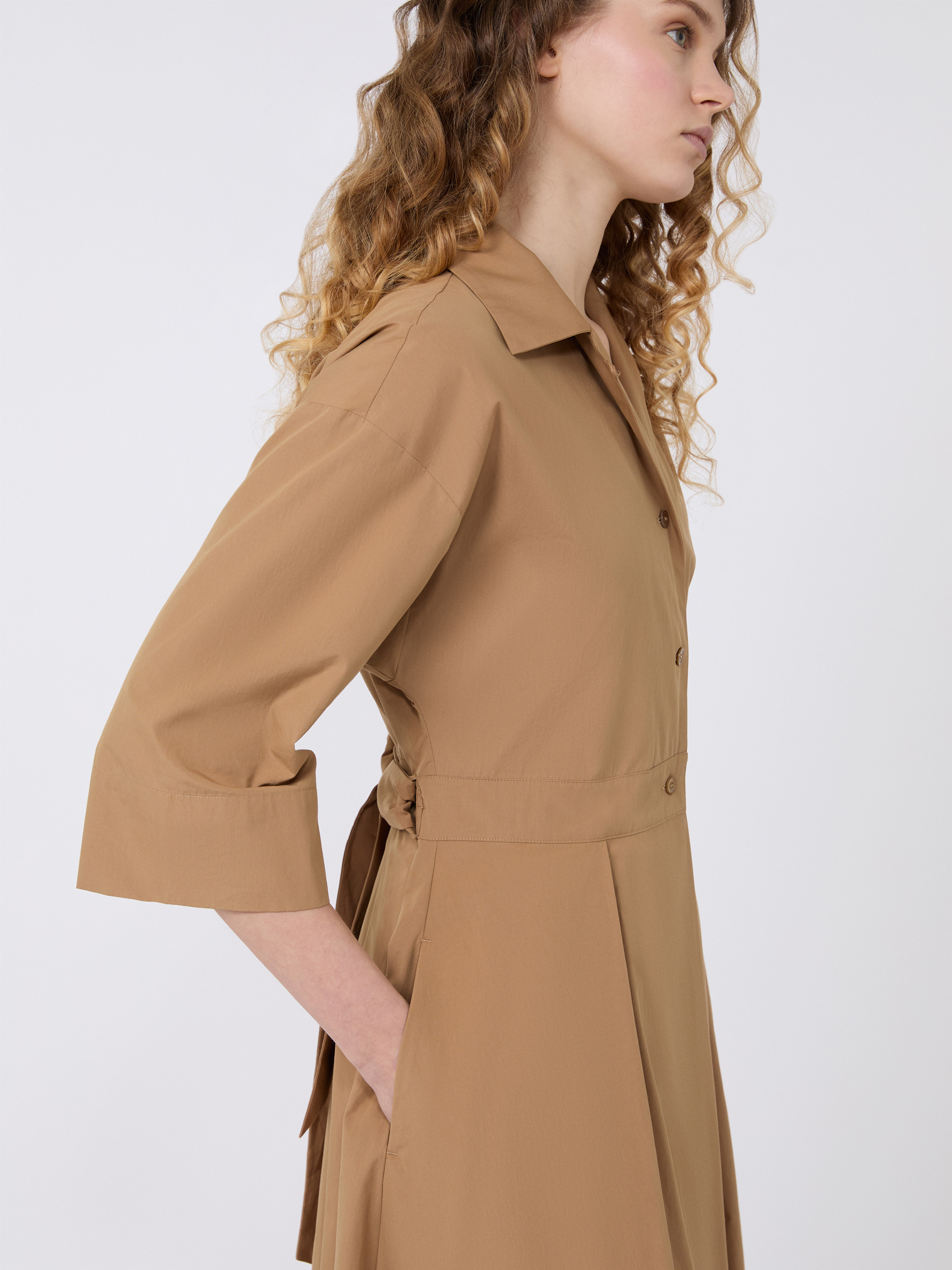 Cotton-poplin midi shirt dress, tobacco | Weekend Max Mara