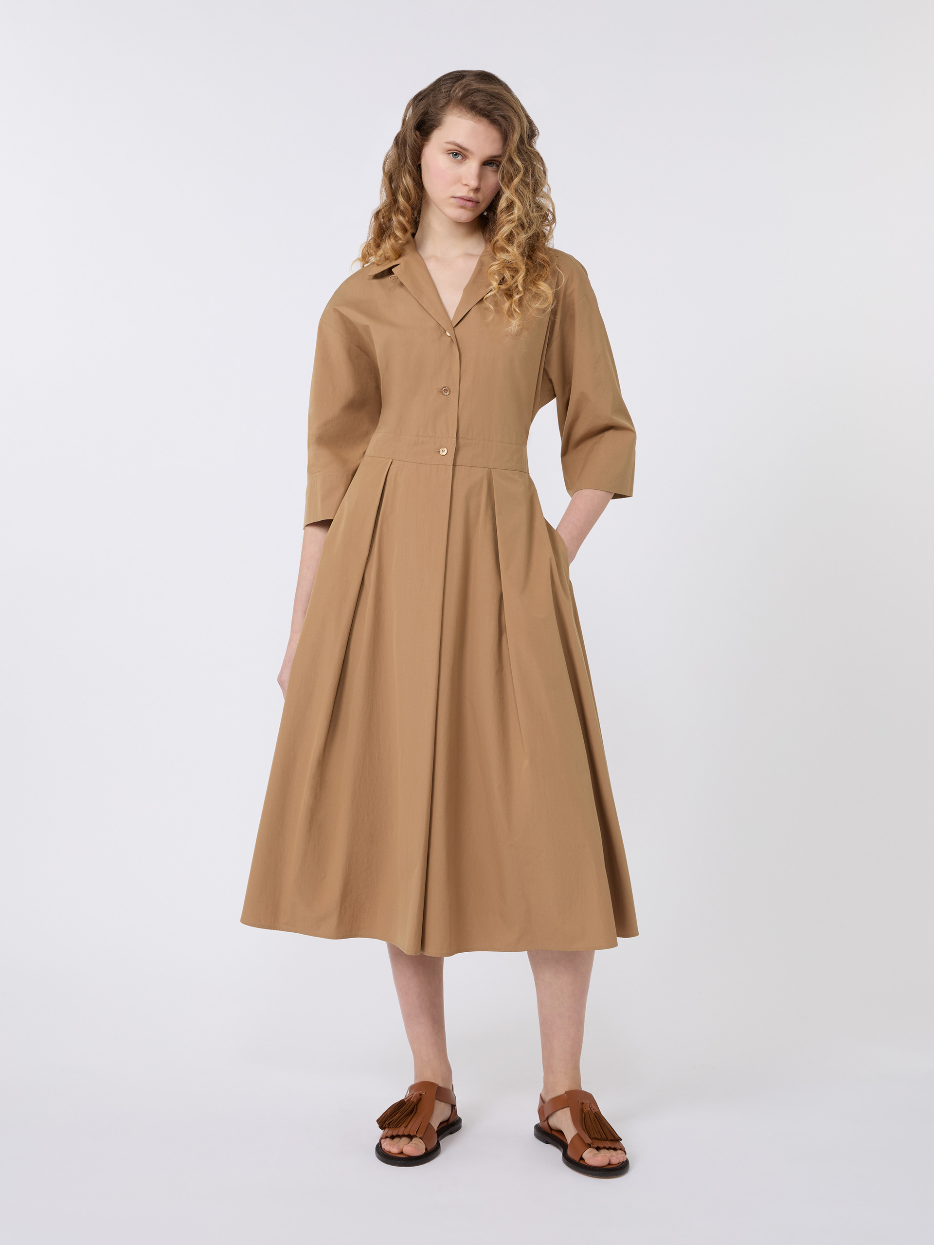 Cotton-poplin midi shirt dress, tobacco | Weekend Max Mara