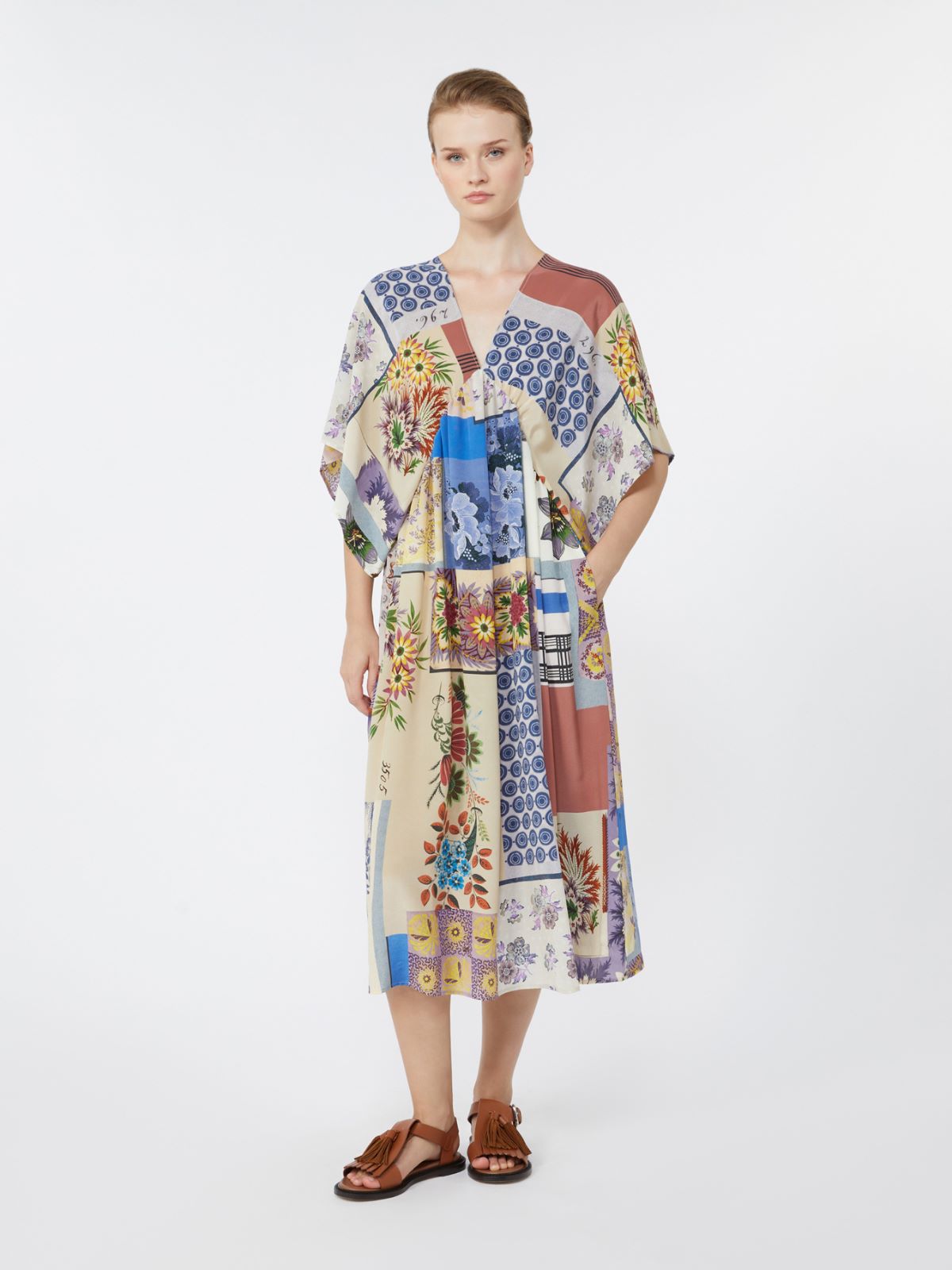 Printed silk crêpe de Chine midi dress - MULTICOLOUR - Weekend - 2