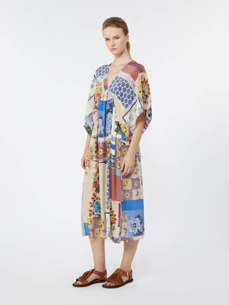 Printed silk crêpe de Chine midi dress - MULTICOLOUR - Weekend