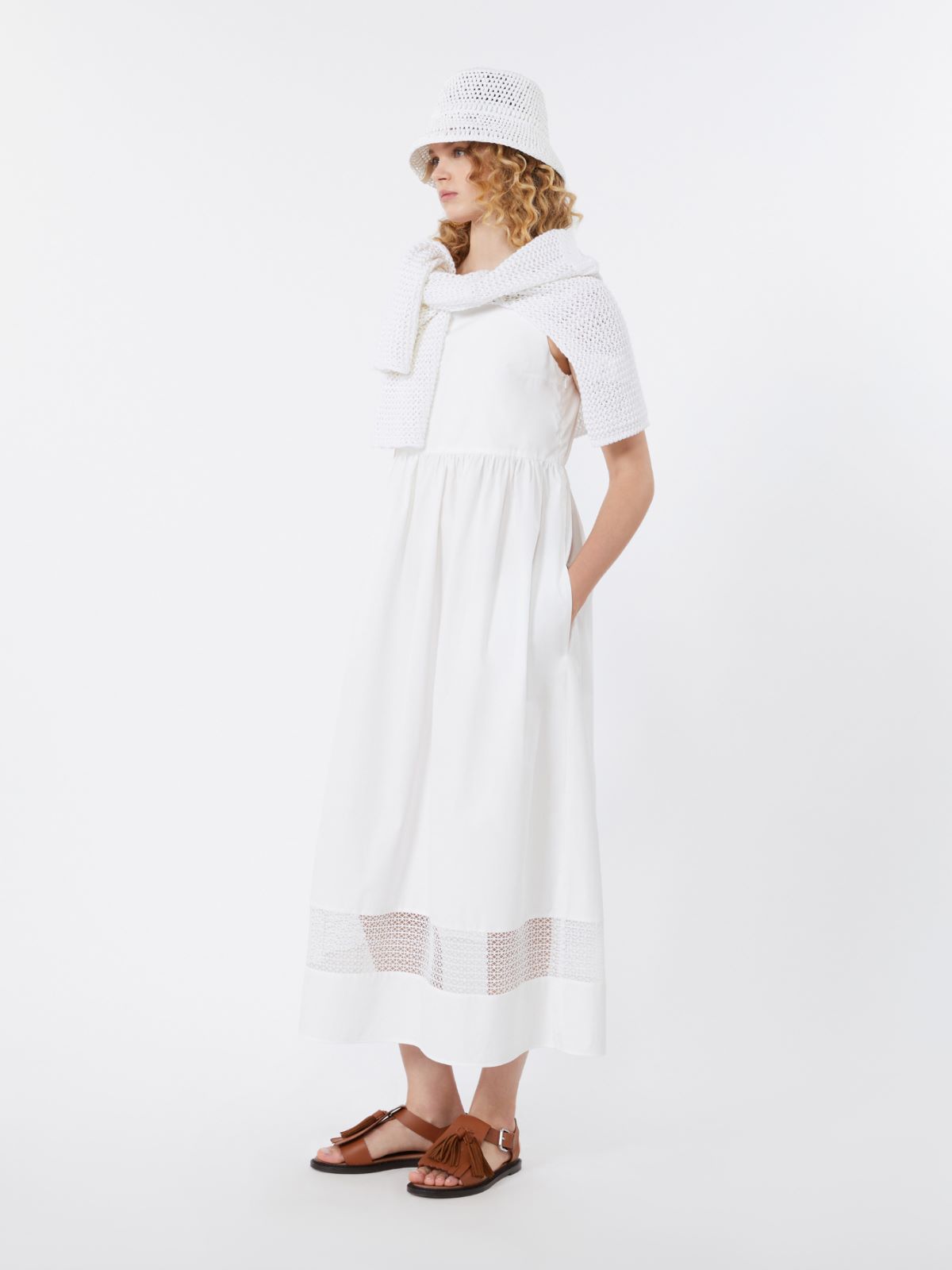 Cotton-poplin sleeveless dress - WHITE - Weekend