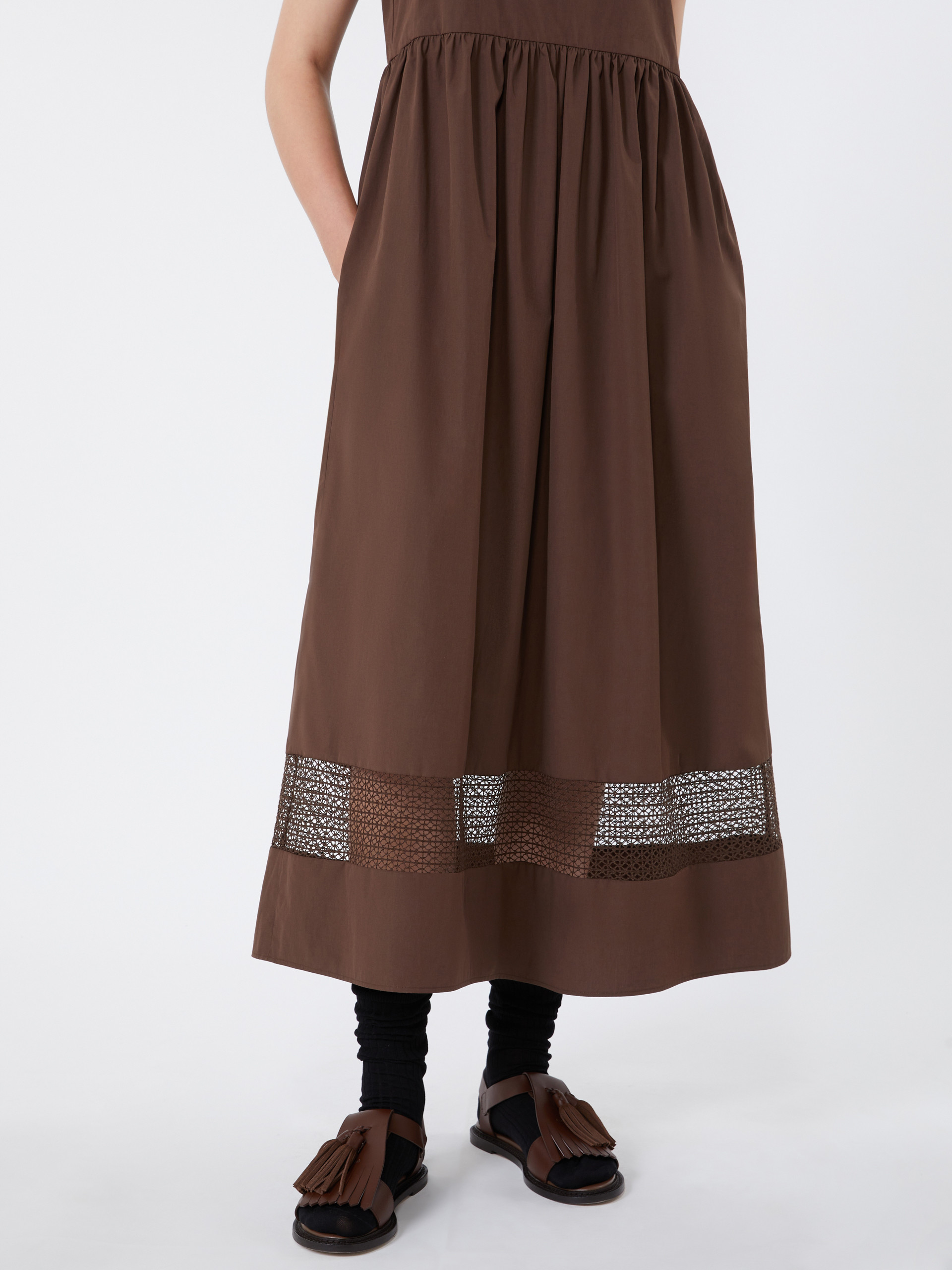 Cotton-poplin sleeveless dress - CHOCOLATE - Weekend Max Mara - 4