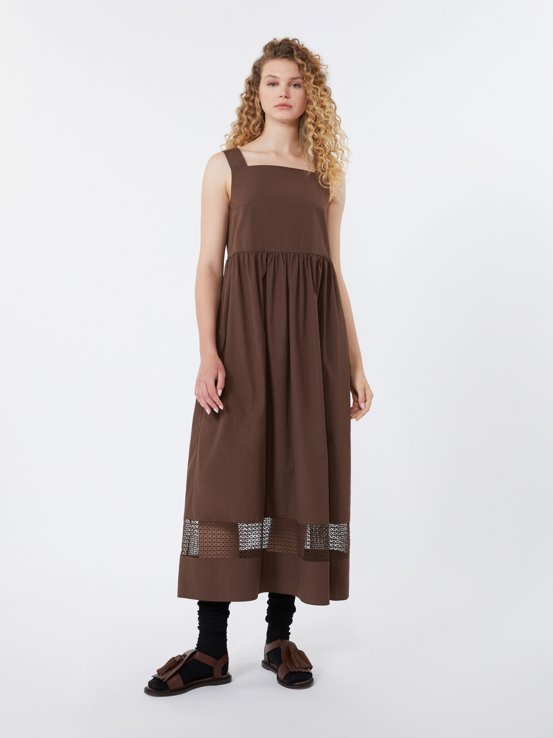 Cotton-poplin sleeveless dress - CHOCOLATE - Weekend Max Mara